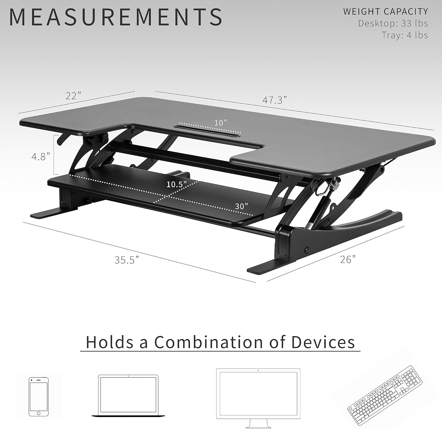 image:imageVIVO 32 inch Height Adjustable Stand Up Desk Converter V Series Quick Sit to Stand Tabletop Dual Monitor Riser Workstation Black DESKV000VSBlack