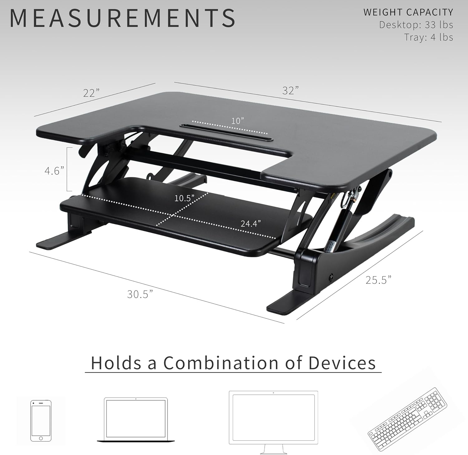 image:imageVIVO 32 inch Height Adjustable Stand Up Desk Converter V Series Quick Sit to Stand Tabletop Dual Monitor Riser Workstation Black DESKV000VSBlack