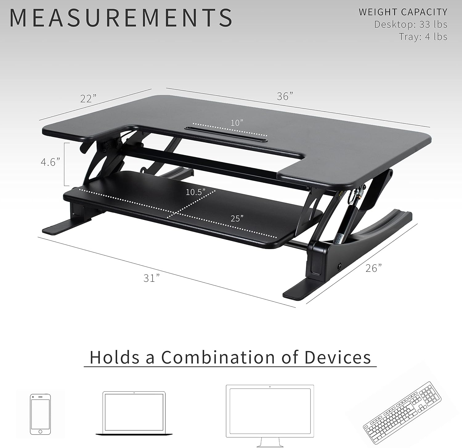 image:imageVIVO 32 inch Height Adjustable Stand Up Desk Converter V Series Quick Sit to Stand Tabletop Dual Monitor Riser Workstation Black DESKV000VSBlack
