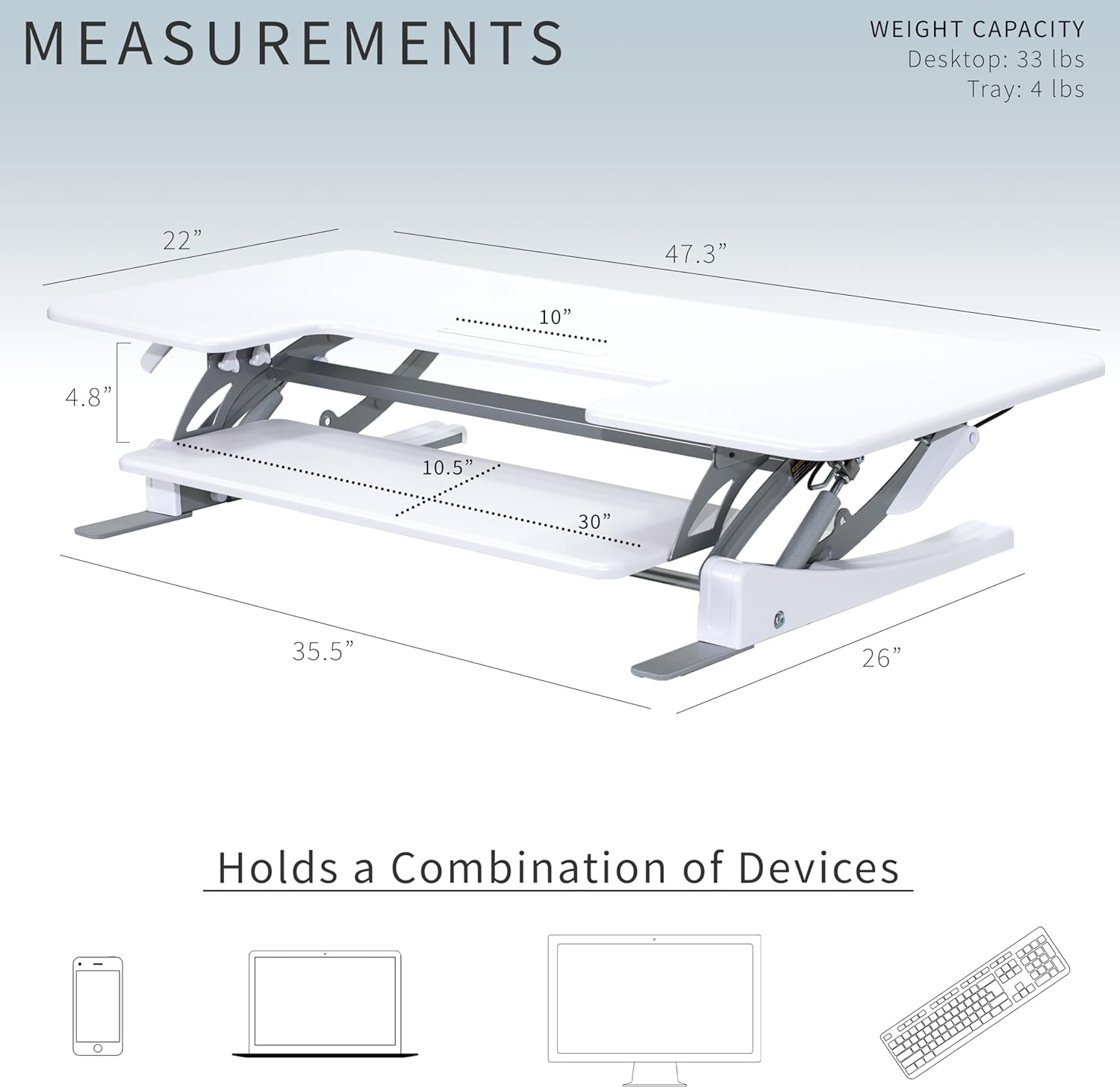 image:imageVIVO 32 inch Height Adjustable Stand Up Desk Converter V Series Quick Sit to Stand Tabletop Dual Monitor Riser Workstation Black DESKV000VSWhite