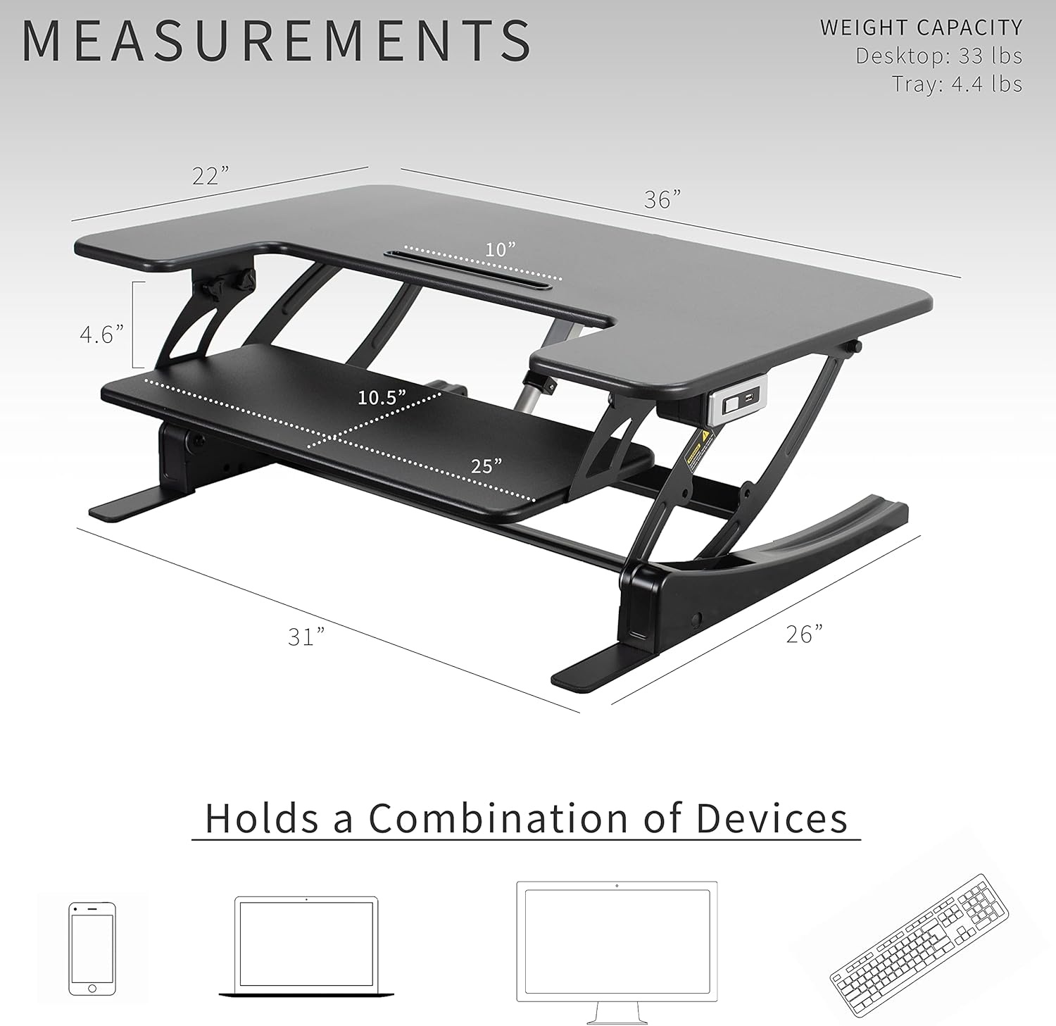 image:imageVIVO 36 inch Electric Height Adjustable Stand Up Desk Converter VE Series Sit to Stand Tabletop Dual Monitor Riser with USB Port Black DESKV000VEBlack