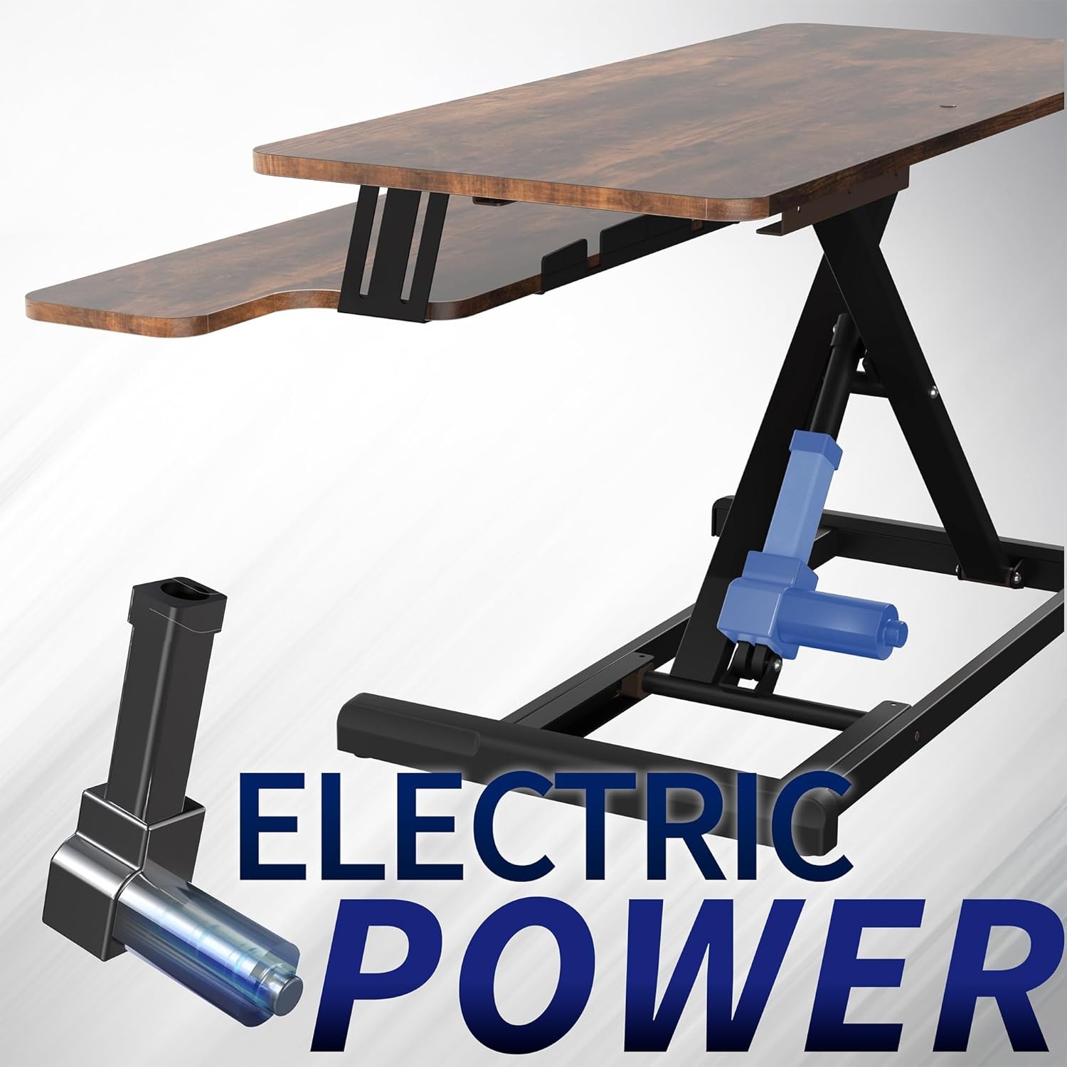 image:imageVIVO 36 inch Electric Motor Desk Converter Height Adjustable Riser Sit to Stand Dual Monitor and Laptop Workstation with Wide Keyboard Tray Black DESKVE36BVintage Brown
