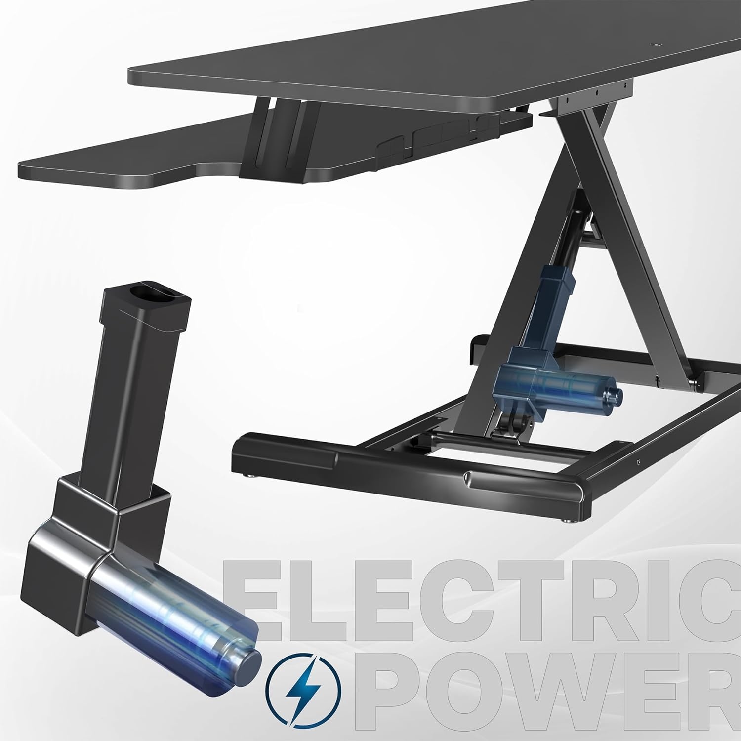 image:imageVIVO 36 inch Electric Motor Desk Converter Height Adjustable Riser Sit to Stand Dual Monitor and Laptop Workstation with Wide Keyboard Tray Black DESKVE36BBlack