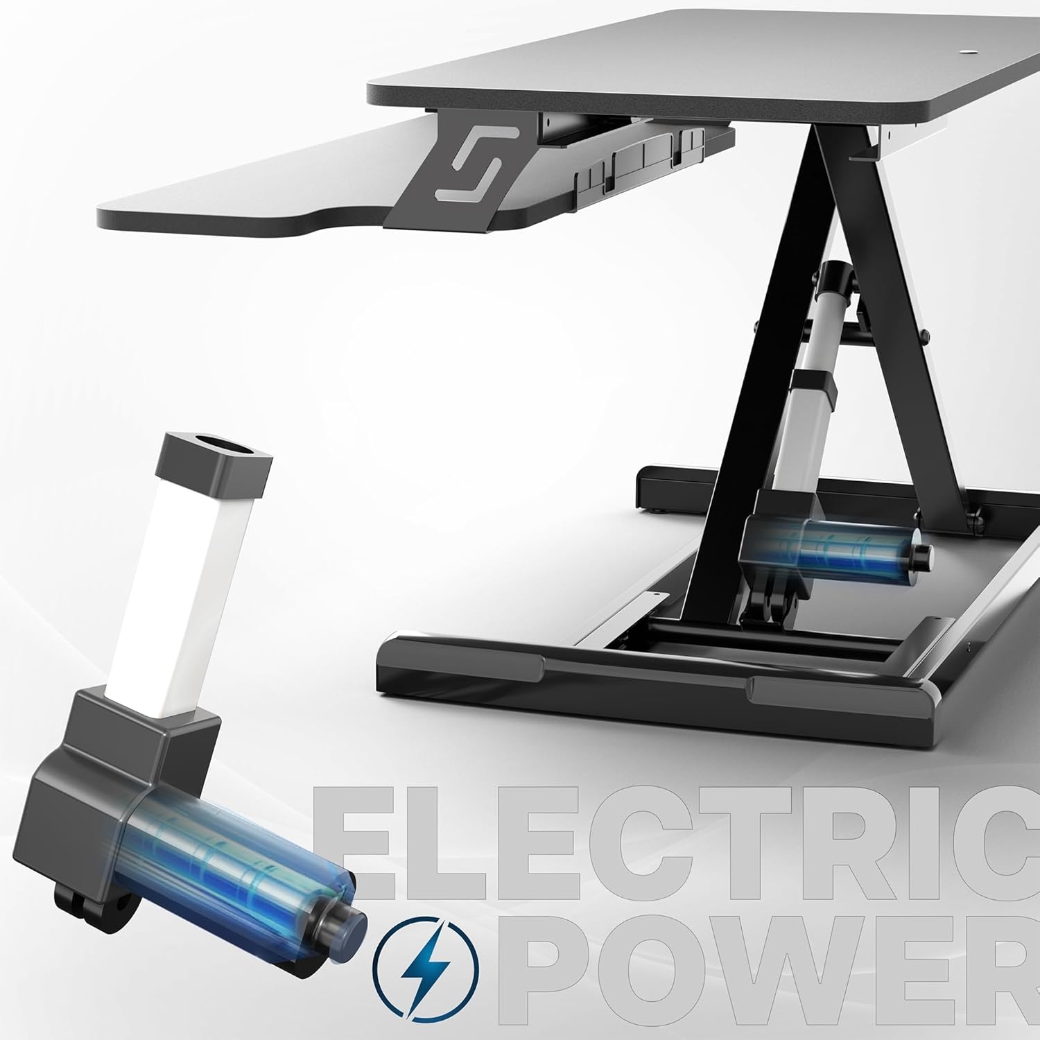 image:imageVIVO 36 inch Electric Motor Desk Converter Height Adjustable Riser Sit to Stand Dual Monitor and Laptop Workstation with Wide Keyboard Tray Black DESKVE36BBlack