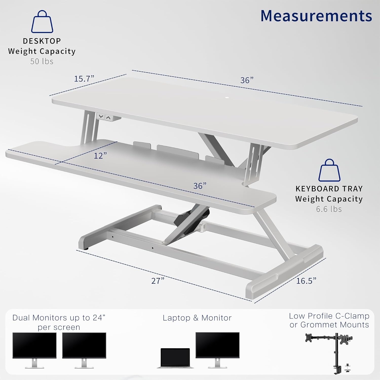 image:imageVIVO 36 inch Electric Motor Desk Converter Height Adjustable Riser Sit to Stand Dual Monitor and Laptop Workstation with Wide Keyboard Tray Black DESKVE36BWhite
