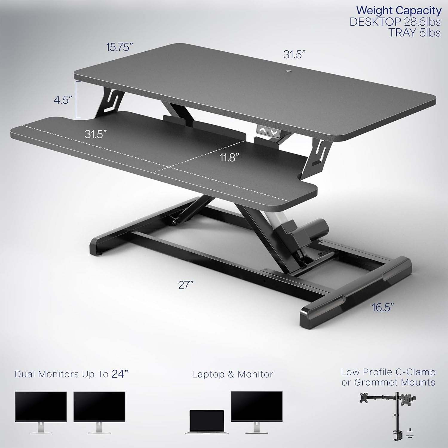 image:imageVIVO 36 inch Electric Motor Desk Converter Height Adjustable Riser Sit to Stand Dual Monitor and Laptop Workstation with Wide Keyboard Tray Black DESKVE36BBlack