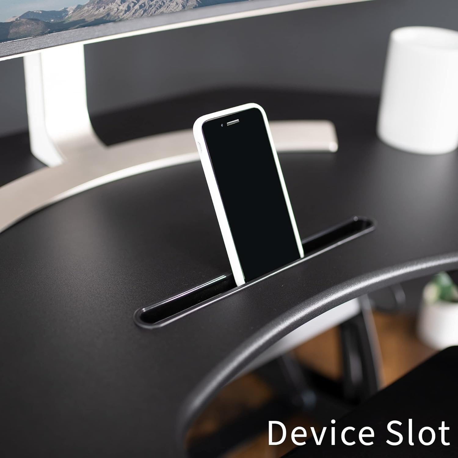 image:imageVIVO 43 inch Corner Electric Height Adjustable Cubicle Stand Up Desk Converter VE Series Sit to Stand Tabletop Dual Monitor Riser with USB Port Black DESKV000VCE