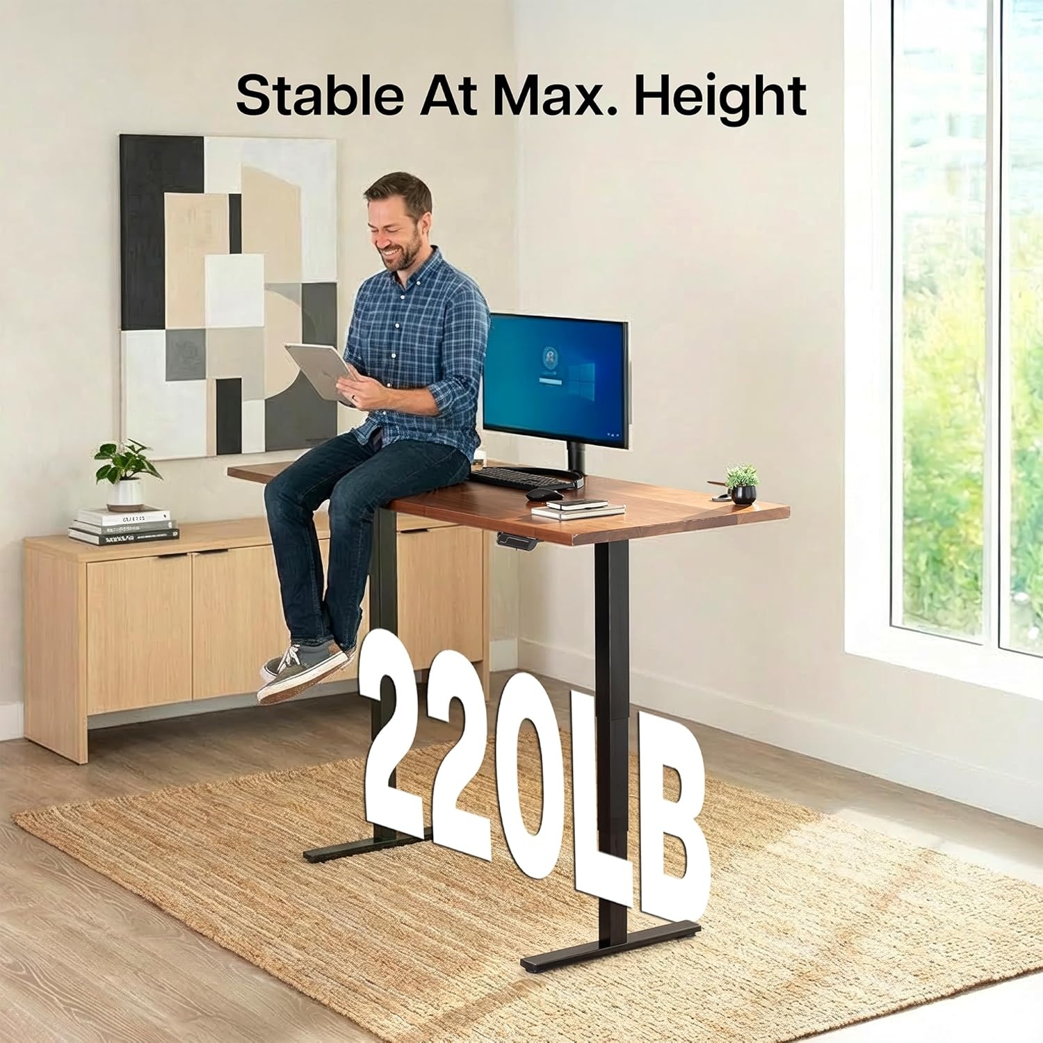 image:imageVIVO Electric Stand Up Desk Frame Workstation with Memory Touch Pad Single Motor Ergonomic Standing Height Adjustable Base Black DESKV102EBlack