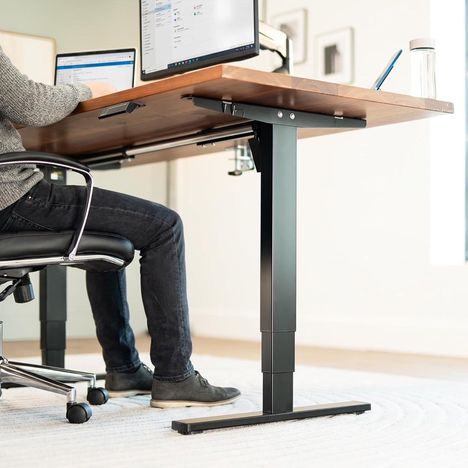 image:imageVIVO Electric Stand Up Desk Frame Workstation with Memory Touch Pad Single Motor Ergonomic Standing Height Adjustable Base Black DESKV102EBlack