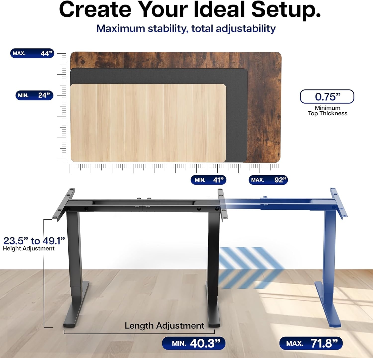image:imageVIVO Electric Stand Up Desk Frame Workstation with Memory Touch Pad Single Motor Ergonomic Standing Height Adjustable Base Black DESKV102EBlack