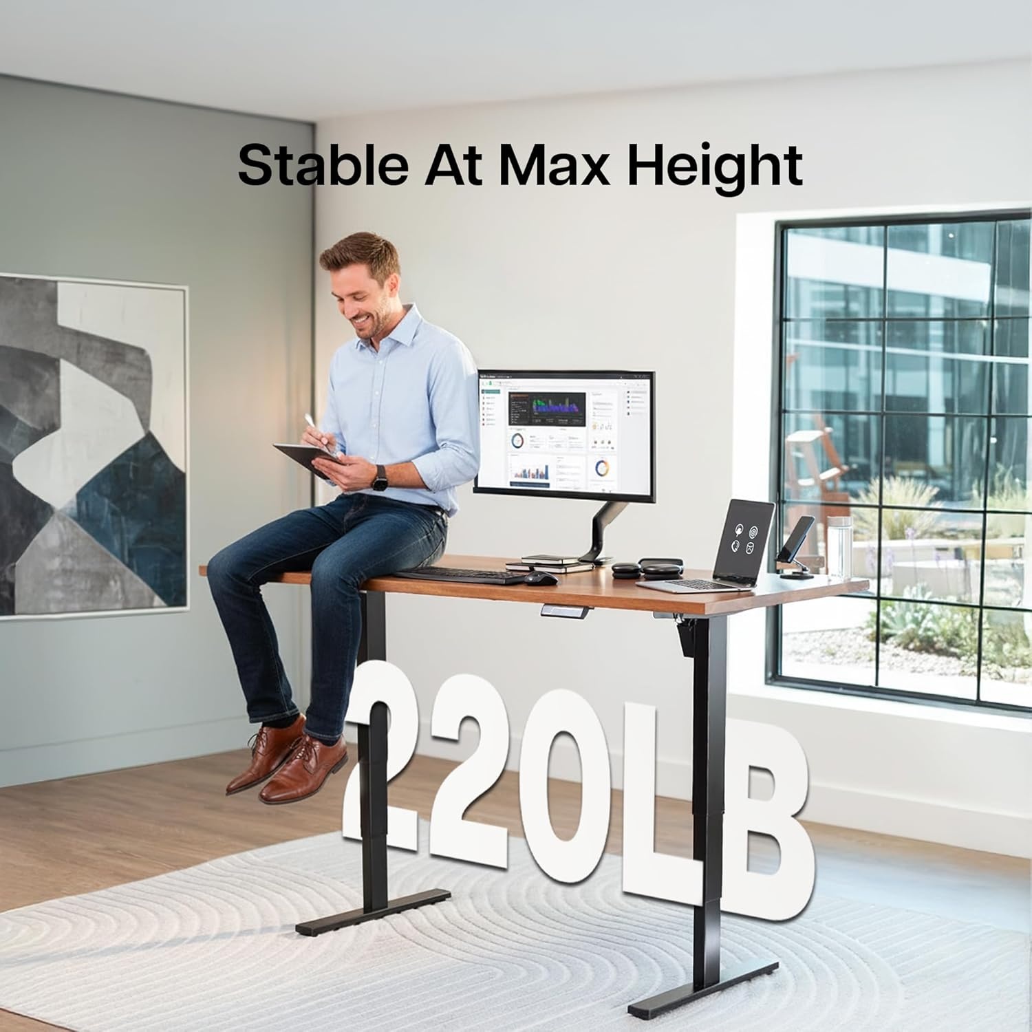 image:imageVIVO Electric Stand Up Desk Frame Workstation with Memory Touch Pad Single Motor Ergonomic Standing Height Adjustable Base Black DESKV102EBlack