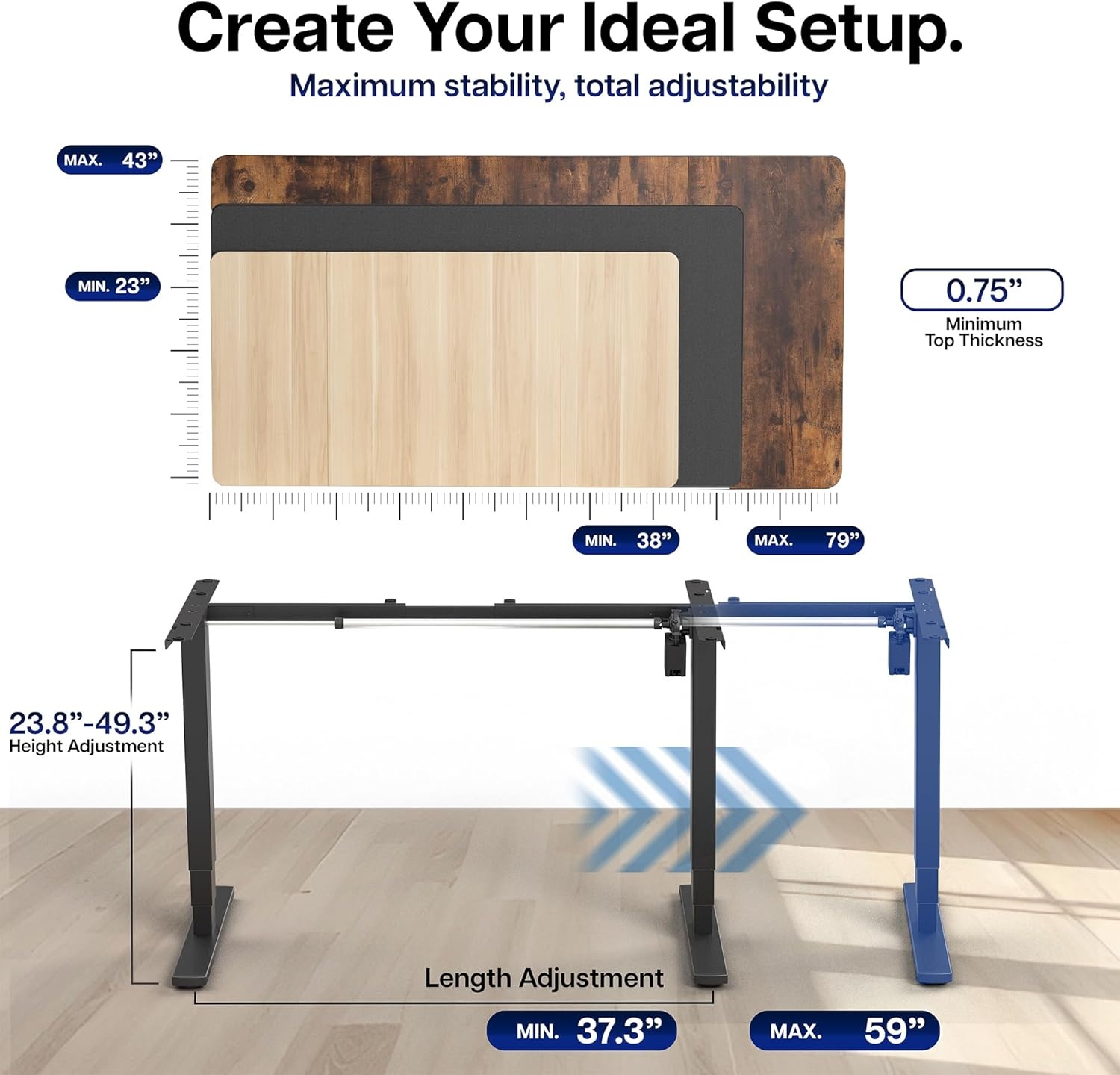 image:imageVIVO Electric Stand Up Desk Frame Workstation with Memory Touch Pad Single Motor Ergonomic Standing Height Adjustable Base Black DESKV102EBlack