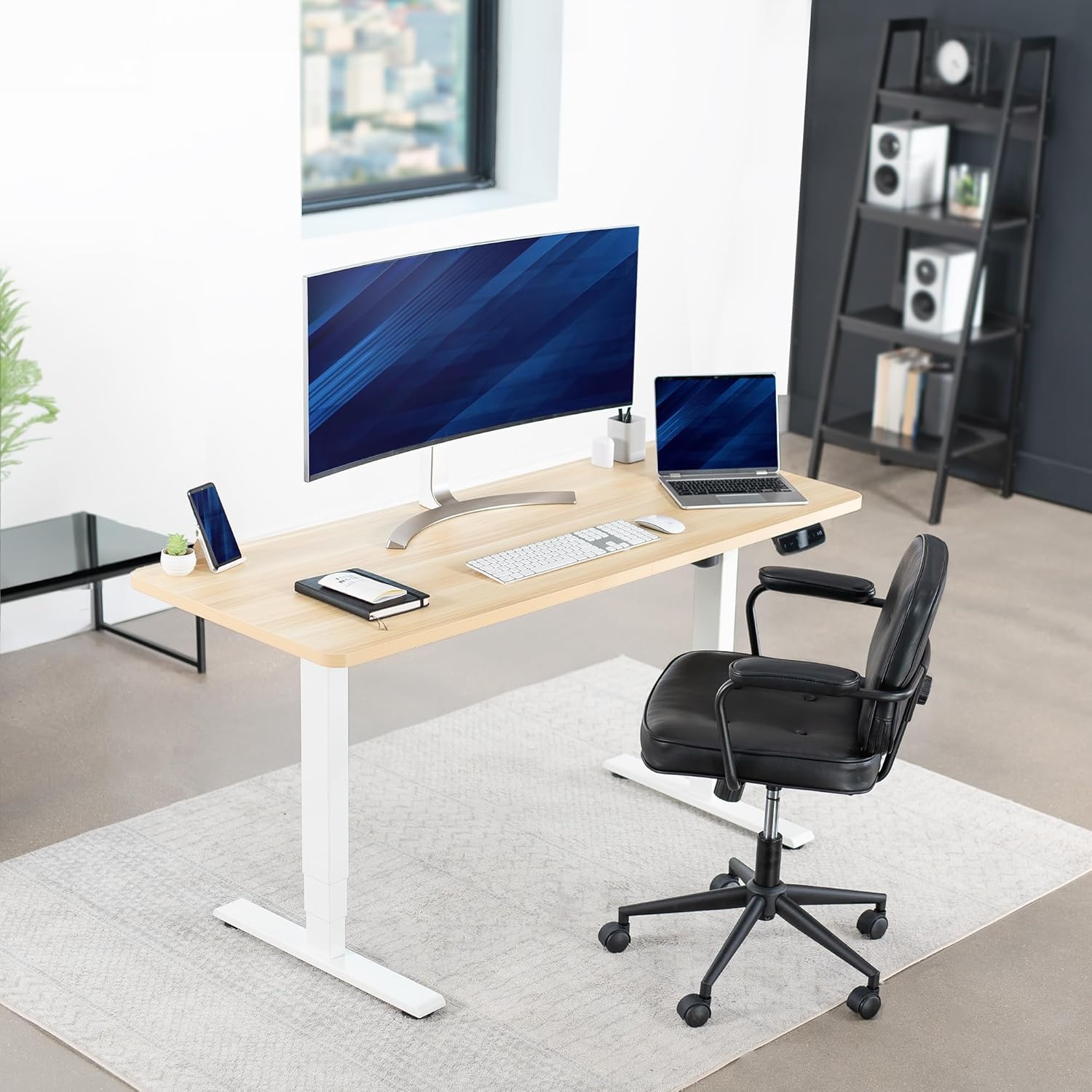 image:imageVIVO Electric Stand Up Desk Frame Workstation with Memory Touch Pad Single Motor Ergonomic Standing Height Adjustable Base Black DESKV102EWhite