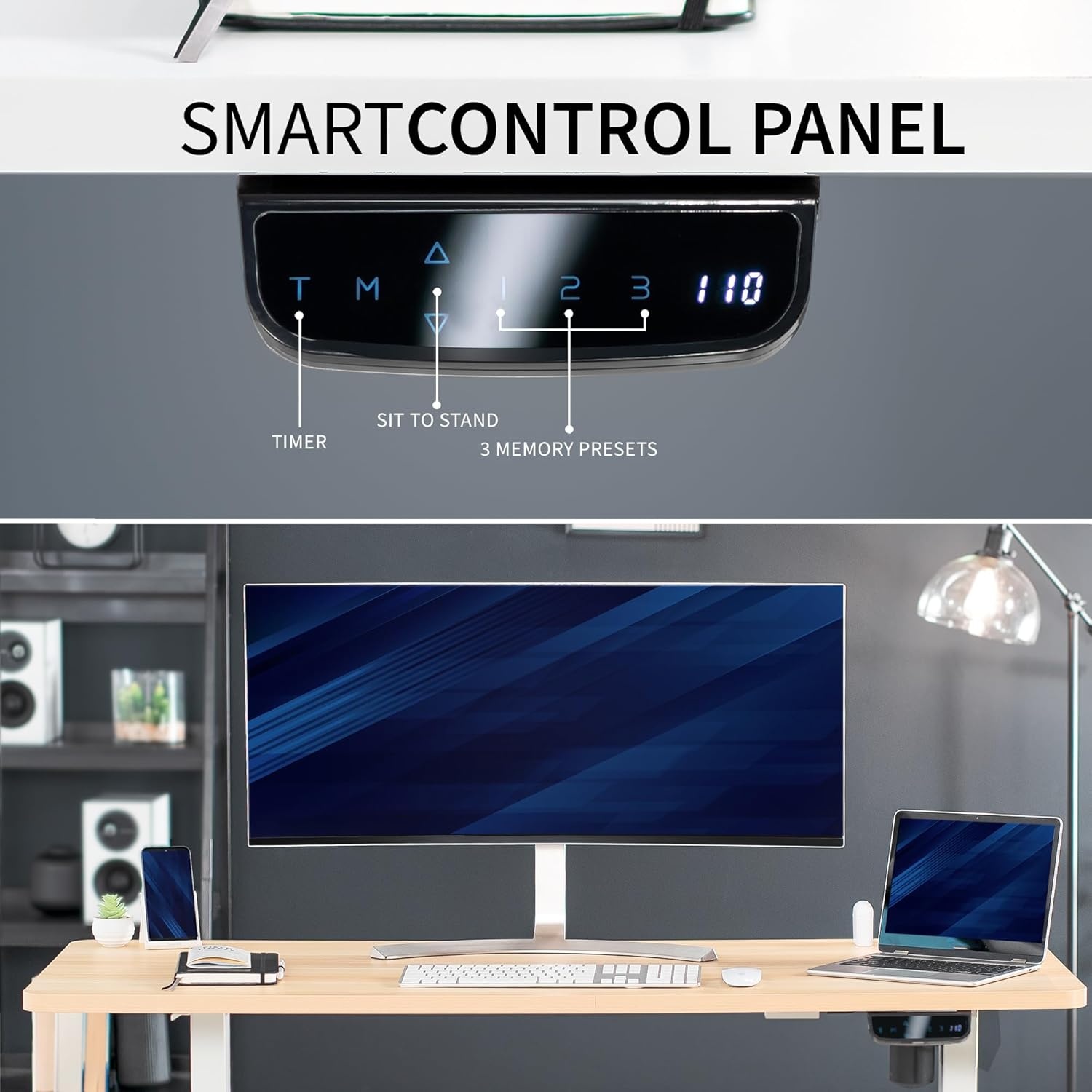 image:imageVIVO Electric Stand Up Desk Frame Workstation with Memory Touch Pad Single Motor Ergonomic Standing Height Adjustable Base Black DESKV102EWhite