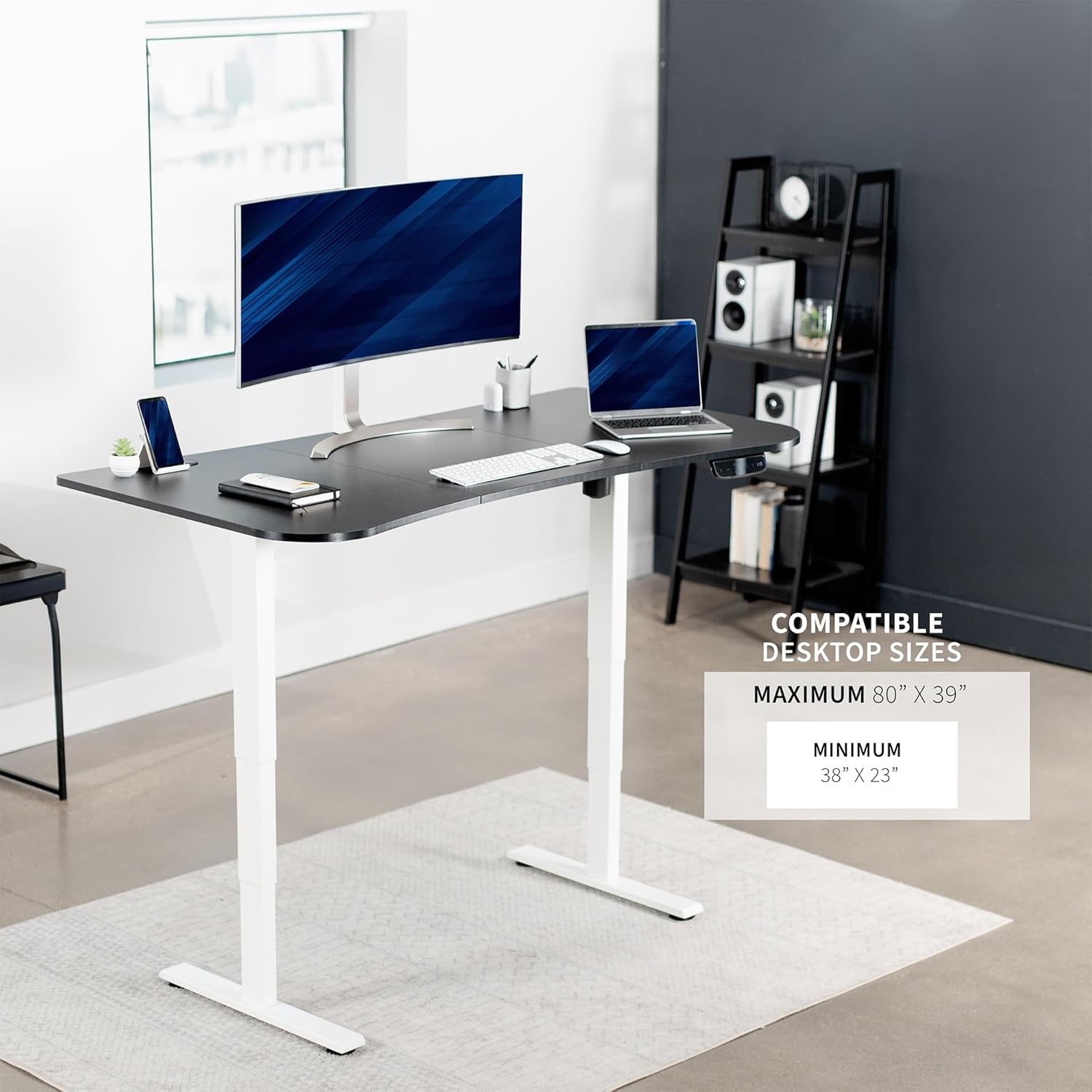 image:imageVIVO Electric Stand Up Desk Frame Workstation with Memory Touch Pad Single Motor Ergonomic Standing Height Adjustable Base Black DESKV102EWhite
