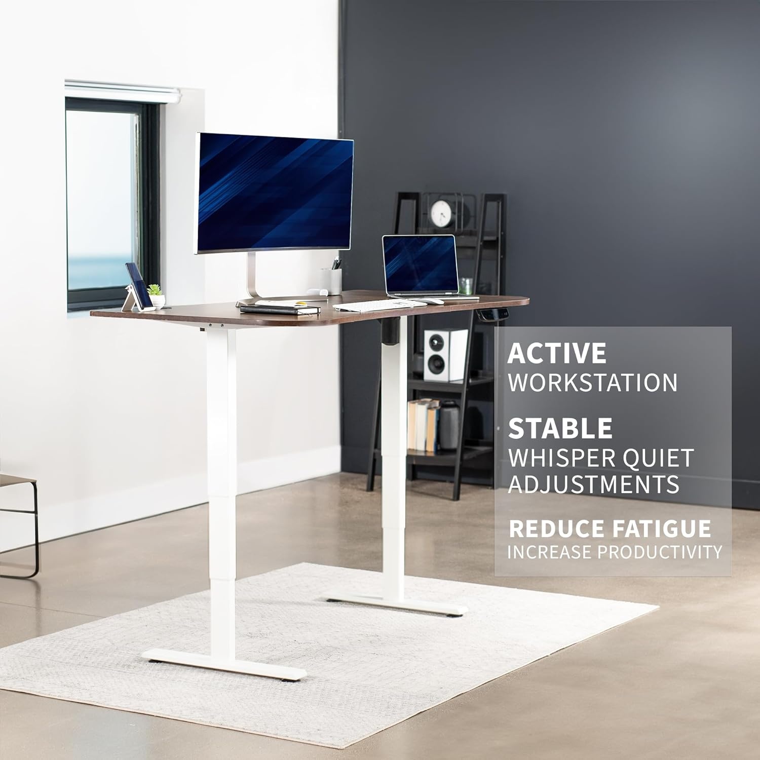 image:imageVIVO Electric Stand Up Desk Frame Workstation with Memory Touch Pad Single Motor Ergonomic Standing Height Adjustable Base Black DESKV102EWhite