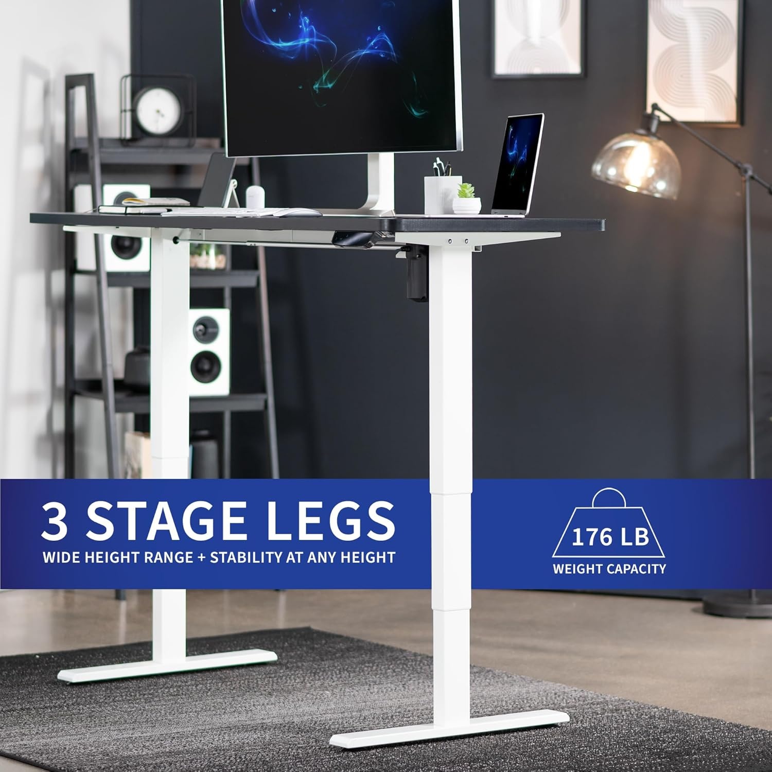 image:imageVIVO Electric Stand Up Desk Frame Workstation with Memory Touch Pad Single Motor Ergonomic Standing Height Adjustable Base Black DESKV102EWhite