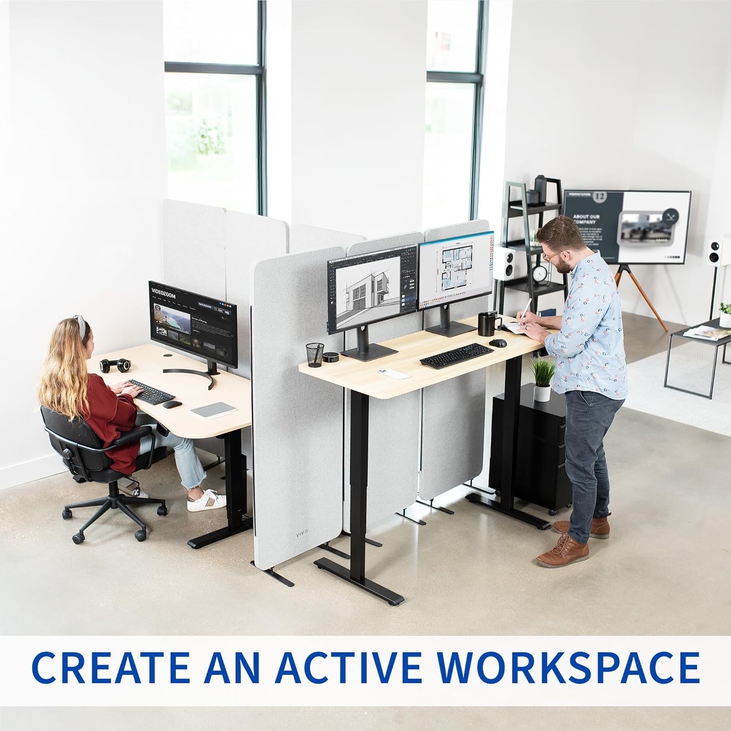 image:imageVIVO Electric Stand Up Desk Frame Workstation with Memory Touch Pad Single Motor Ergonomic Standing Height Adjustable Base Black DESKV102EWhite
