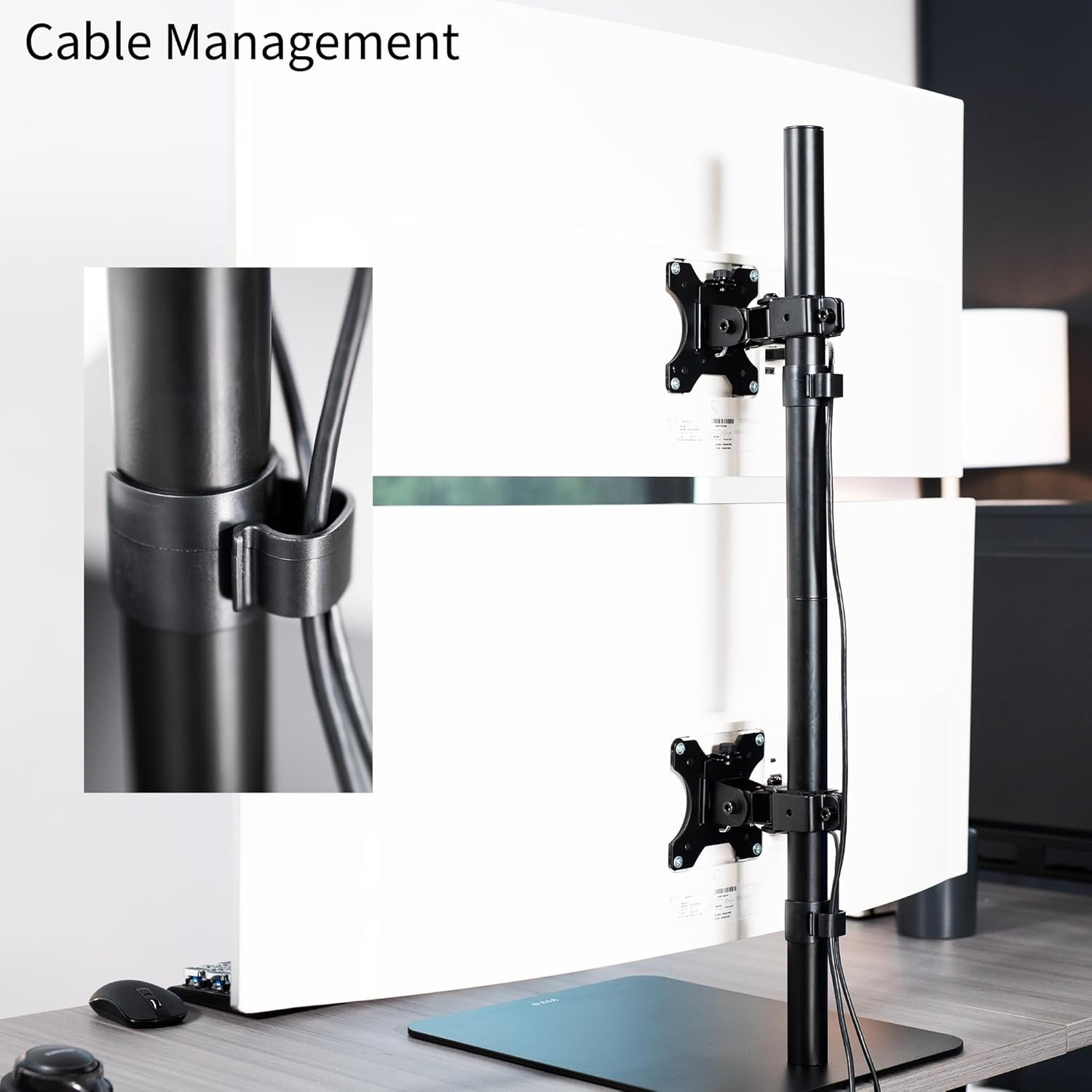 image:imageVIVO Freestanding Dual Vertically Stacked UltraWide Monitor Desk Stand Extra Tall Heavy Duty Adjustable Mount for 2 Ultrawide Screens up to 45 inches 25 lbs Per Screen Capacity Black STANDV200LUp to 45