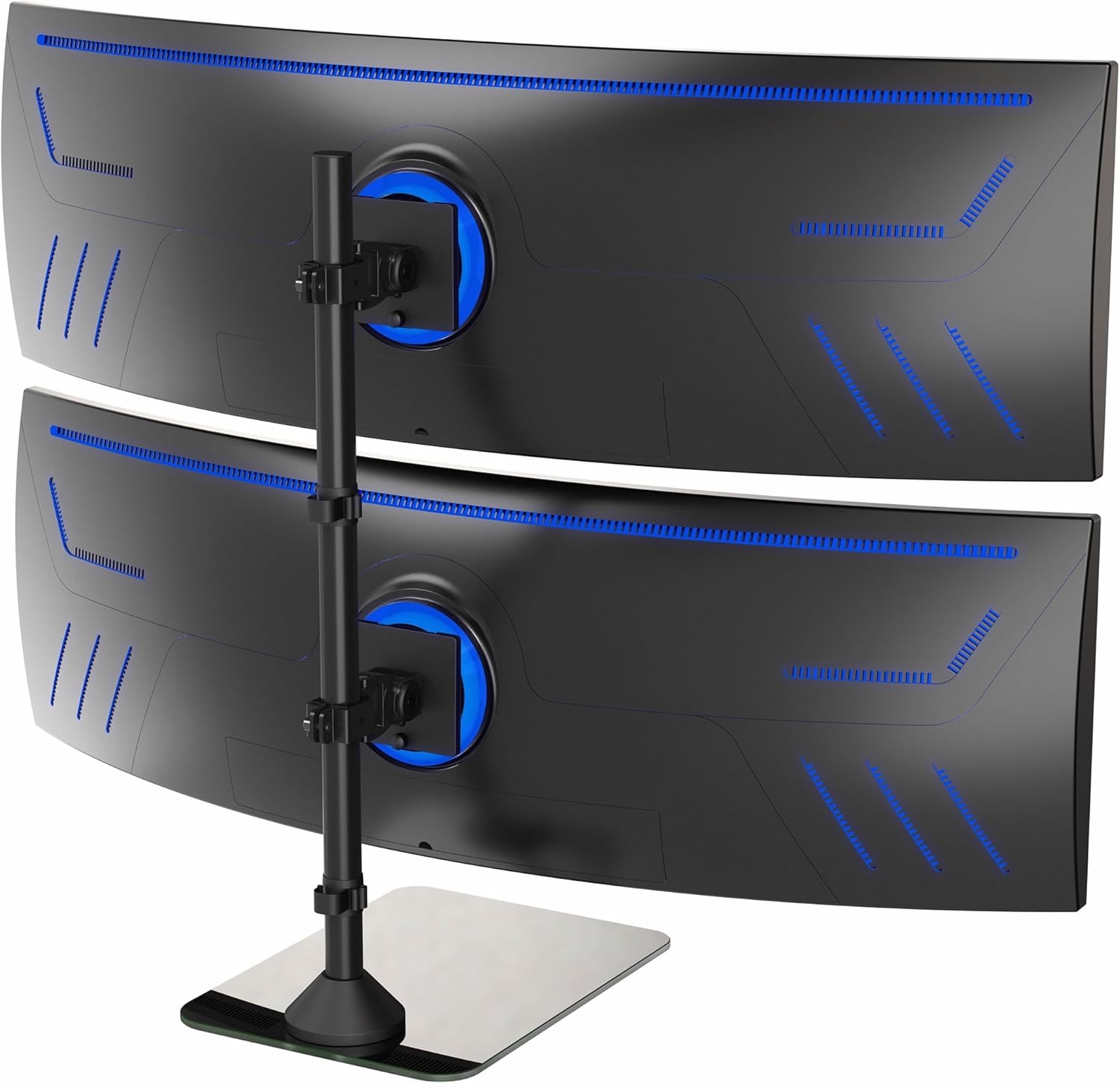 image:imageVIVO Freestanding Dual Vertically Stacked UltraWide Monitor Desk Stand Extra Tall Heavy Duty Adjustable Mount for 2 Ultrawide Screens up to 45 inches 25 lbs Per Screen Capacity Black STANDV200LUp to 49
