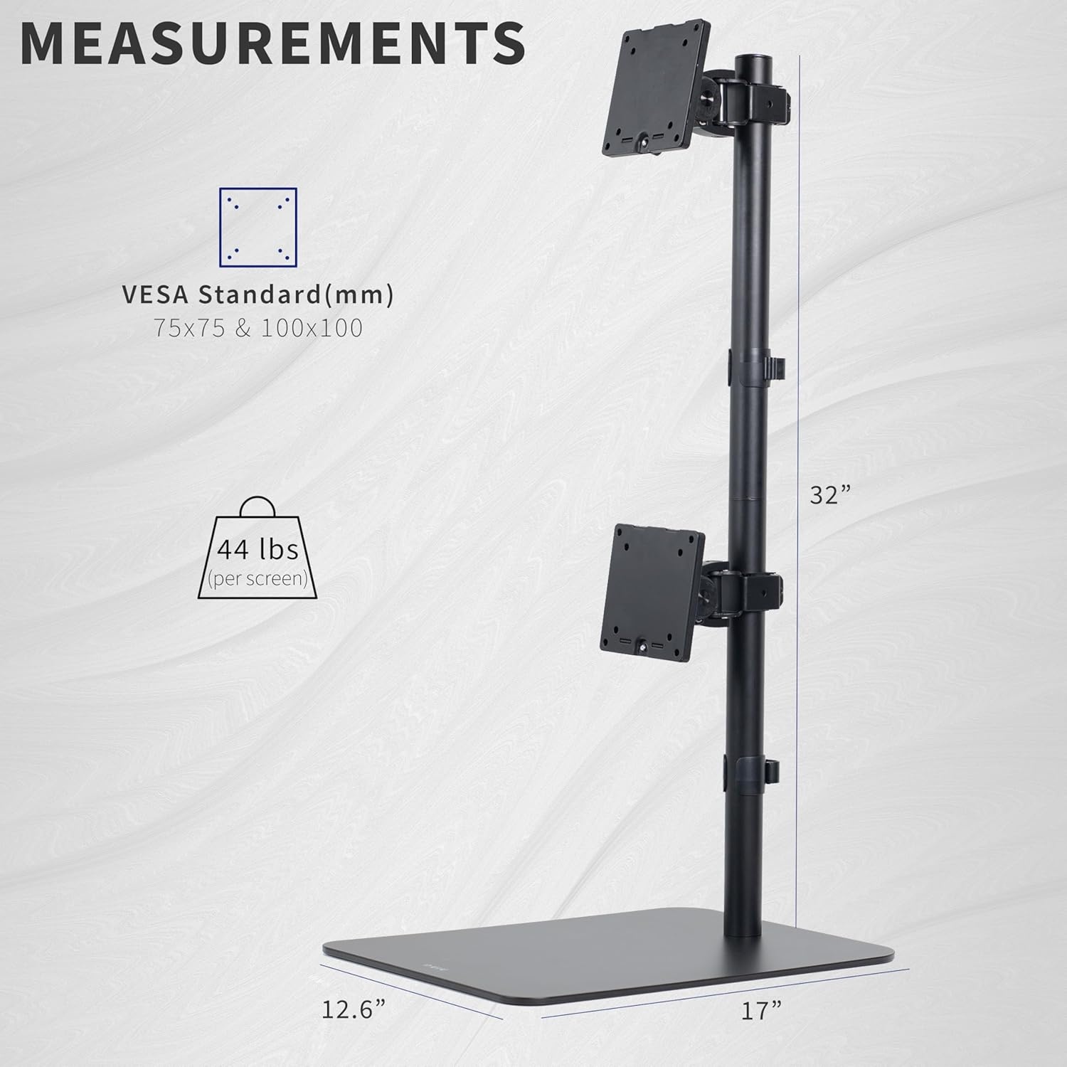 image:imageVIVO Freestanding Dual Vertically Stacked UltraWide Monitor Desk Stand Extra Tall Heavy Duty Adjustable Mount for 2 Ultrawide Screens up to 45 inches 25 lbs Per Screen Capacity Black STANDV200LUp to 49