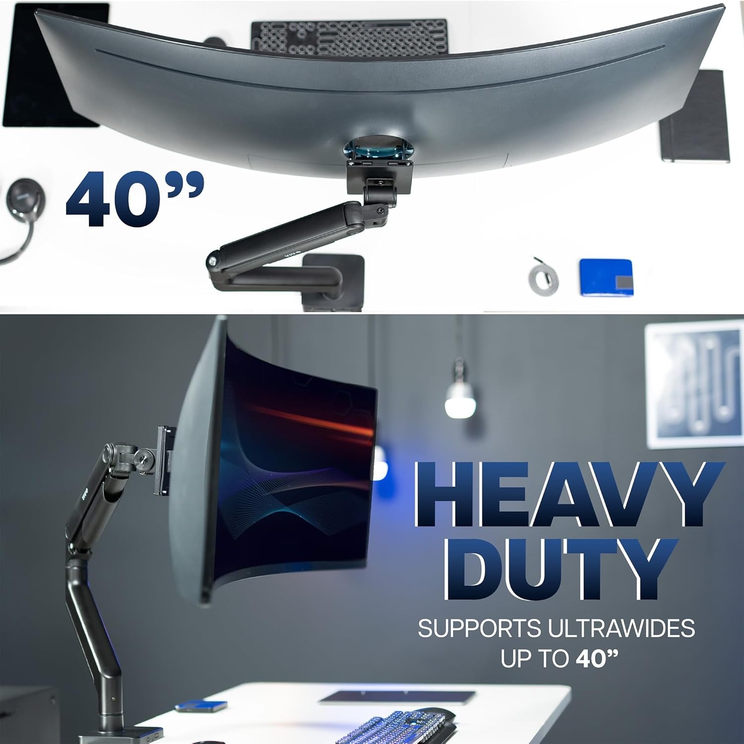 image:imageVIVO Heavy Duty Aluminum Ultrawide Tension Arm for up to 40 inch Screens Holds 44 lbs Premium Desk Mount Monitor Stand Black STANDV101E