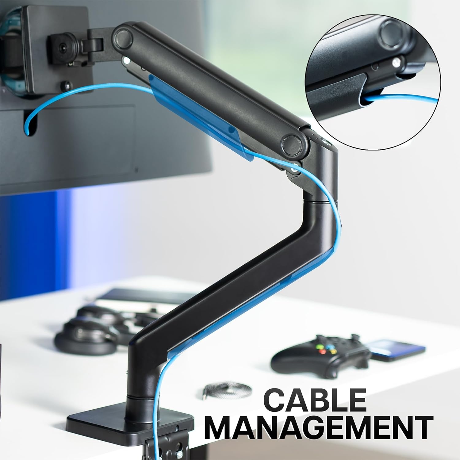 image:imageVIVO Heavy Duty Aluminum Ultrawide Tension Arm for up to 40 inch Screens Holds 44 lbs Premium Desk Mount Monitor Stand Black STANDV101E