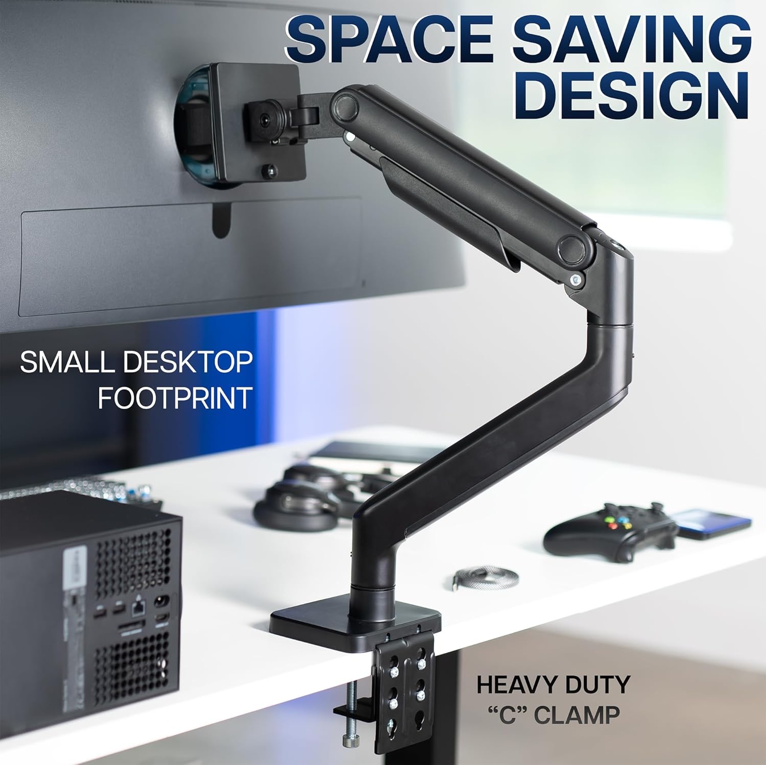 image:imageVIVO Heavy Duty Aluminum Ultrawide Tension Arm for up to 40 inch Screens Holds 44 lbs Premium Desk Mount Monitor Stand Black STANDV101E