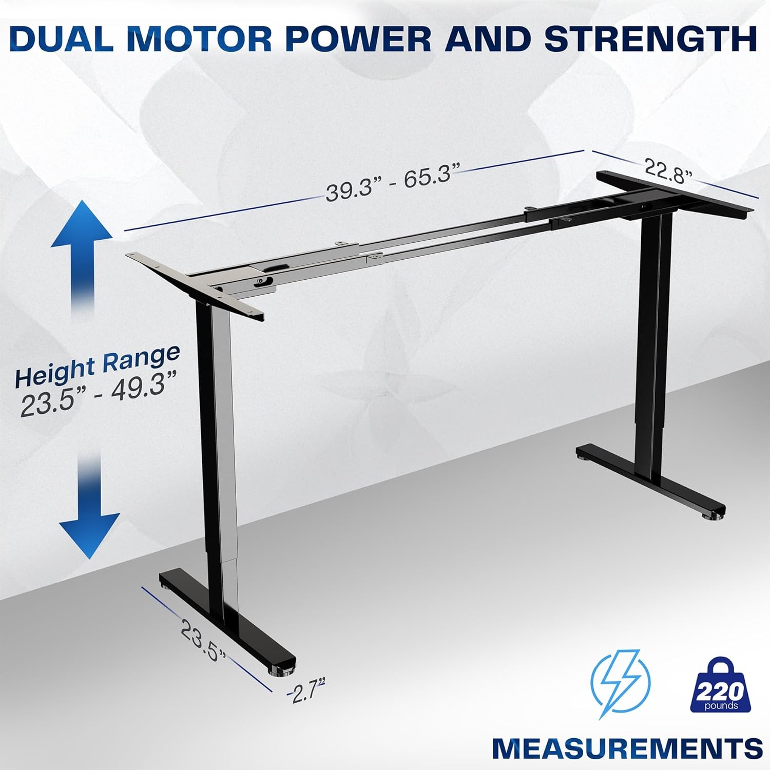 image:imageVIVO Heavy Duty Dual Motor Electric Sit Stand Desk Frame 220 lbs Capacity up to 77 x 43 Tops Memory Controller Height Adjustable Frame Only Black DESKE200BBlack