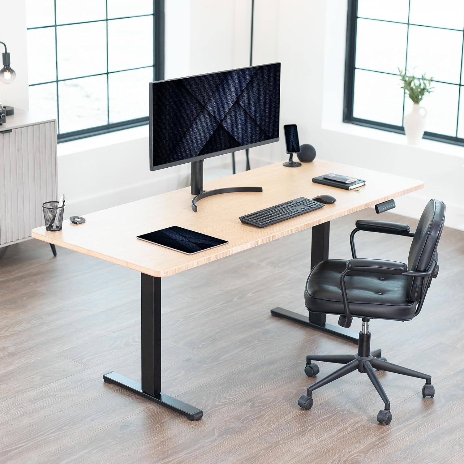 image:imageVIVO Heavy Duty Dual Motor Electric Sit Stand Desk Frame 220 lbs Capacity up to 77 x 43 Tops Memory Controller Height Adjustable Frame Only Black DESKE200BBlack