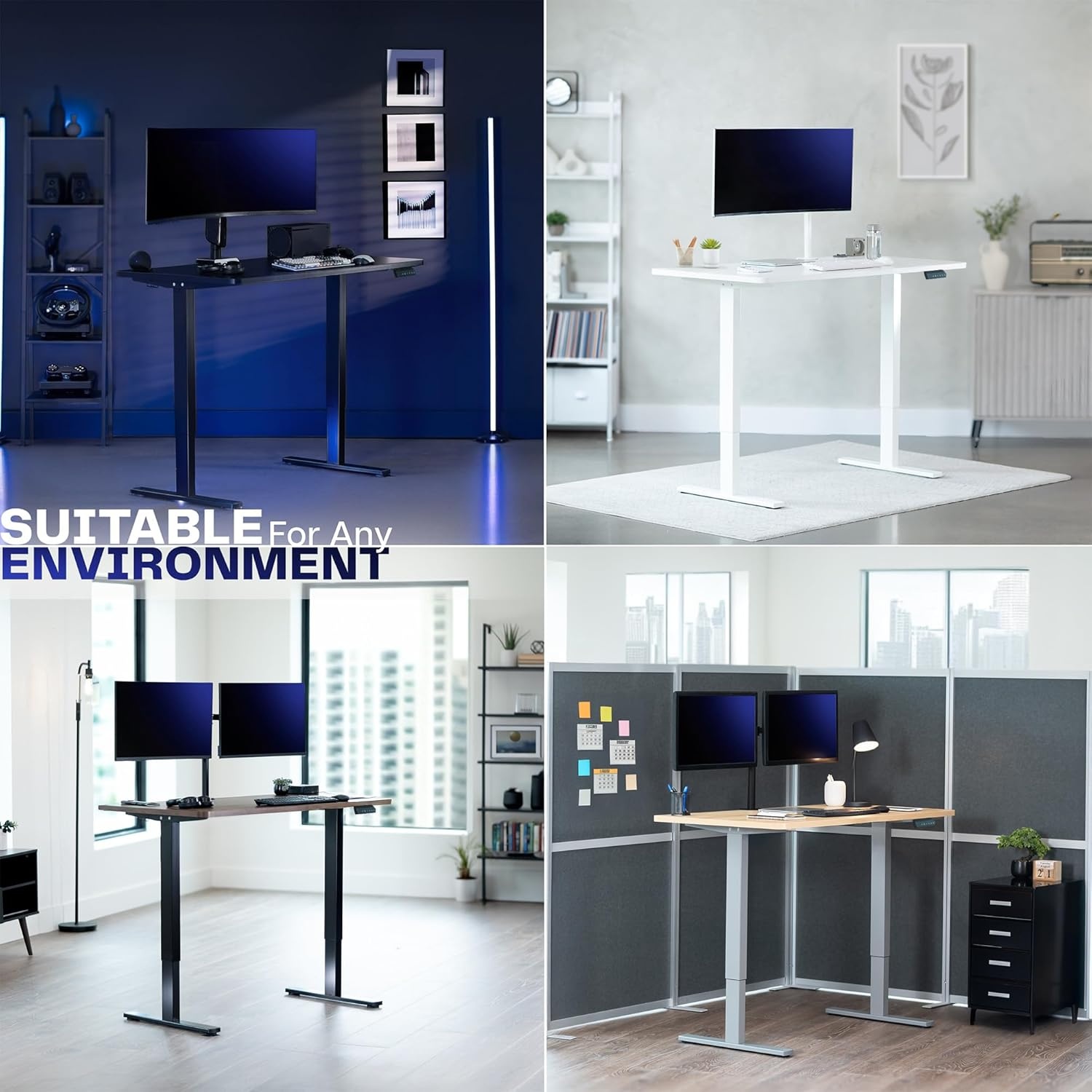 image:imageVIVO Heavy Duty Dual Motor Electric Sit Stand Desk Frame 220 lbs Capacity up to 77 x 43 Tops Memory Controller Height Adjustable Frame Only Black DESKE200BBlack