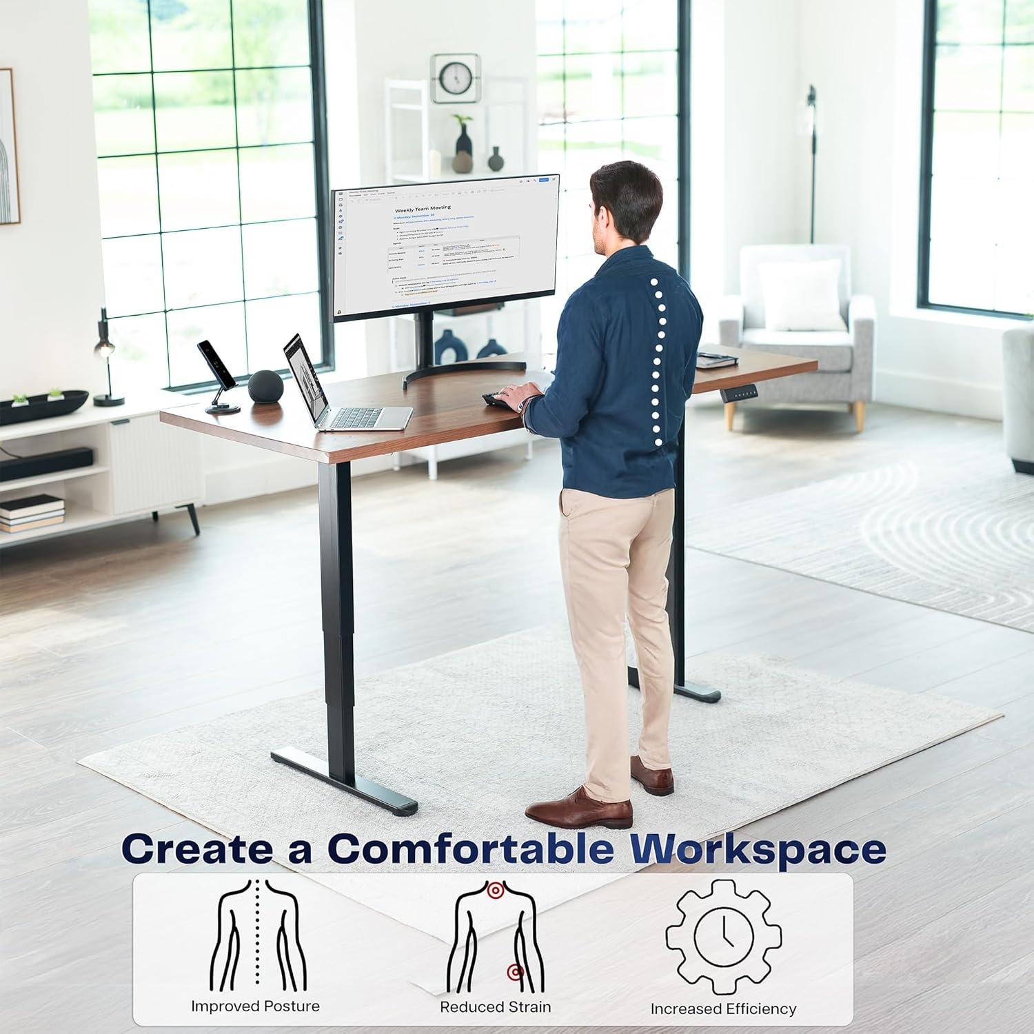 image:imageVIVO Heavy Duty Dual Motor Electric Sit Stand Desk Frame 220 lbs Capacity up to 77 x 43 Tops Memory Controller Height Adjustable Frame Only Black DESKE200BBlack