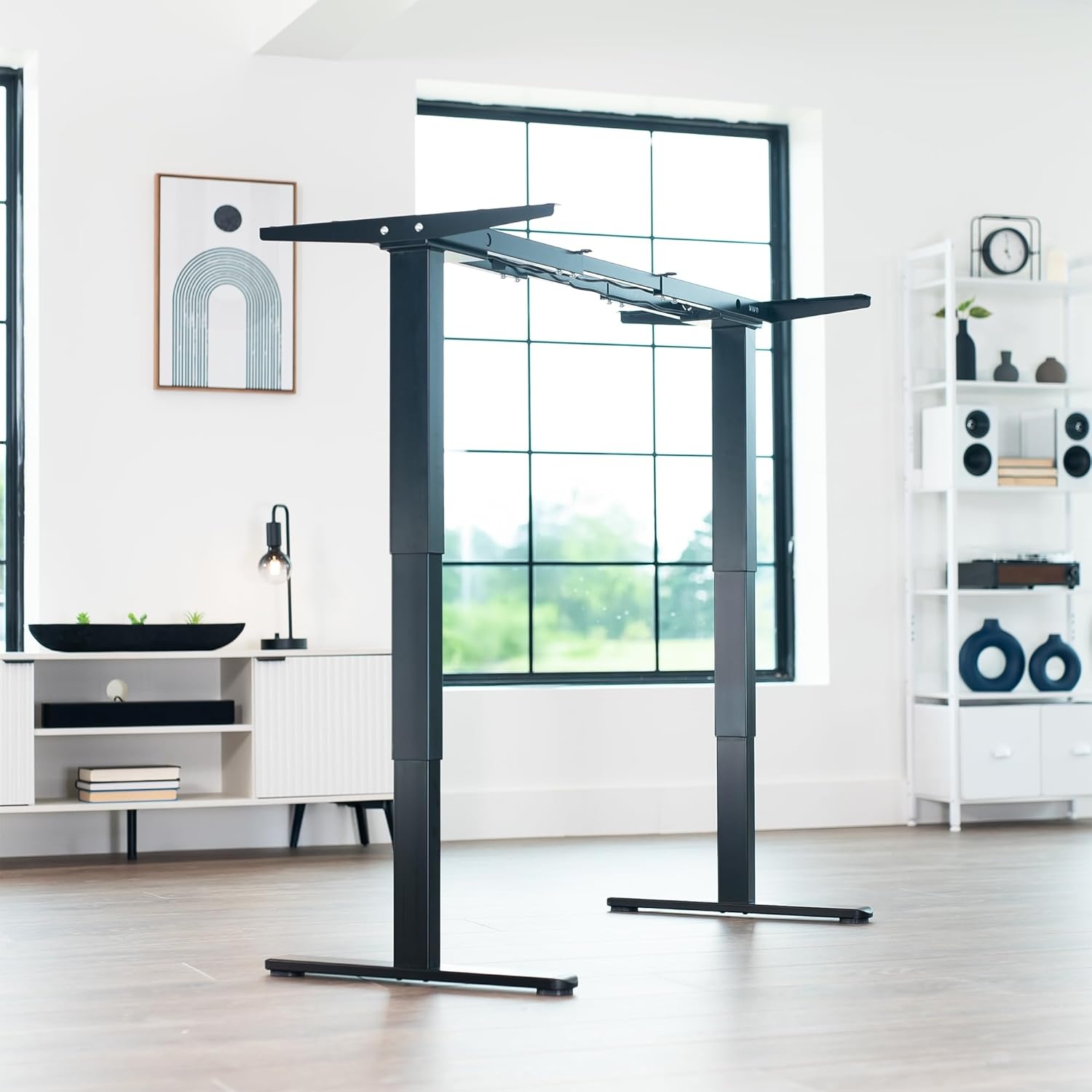 image:imageVIVO Heavy Duty Dual Motor Electric Sit Stand Desk Frame 220 lbs Capacity up to 77 x 43 Tops Memory Controller Height Adjustable Frame Only Black DESKE200BBlack