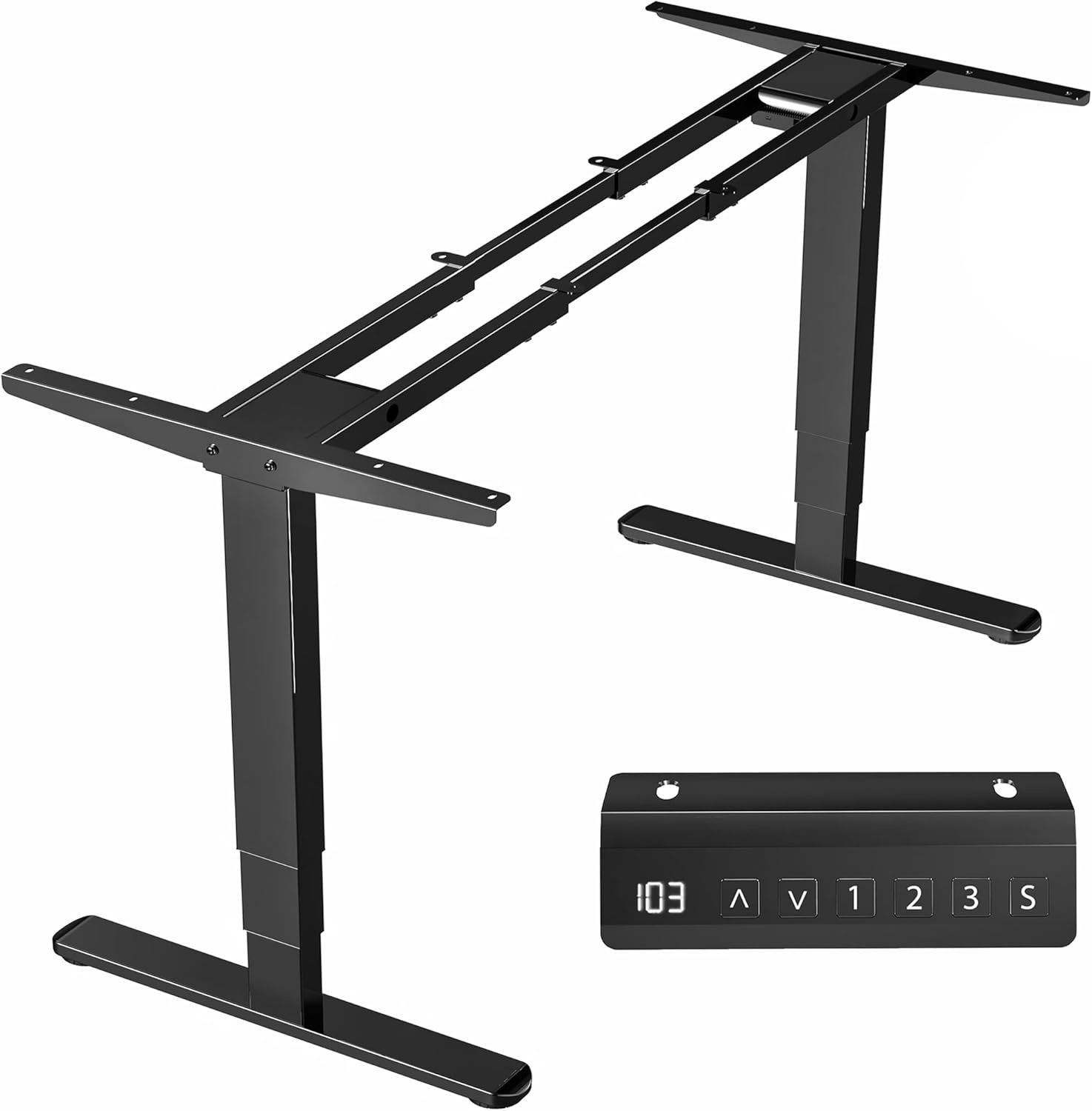 image:imageVIVO Heavy Duty Dual Motor Electric Sit Stand Desk Frame 220 lbs Capacity up to 77 x 43 Tops Memory Controller Height Adjustable Frame Only Black DESKE200BBlack