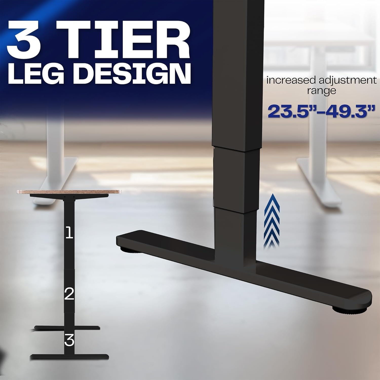 image:imageVIVO Heavy Duty Dual Motor Electric Sit Stand Desk Frame 220 lbs Capacity up to 77 x 43 Tops Memory Controller Height Adjustable Frame Only Black DESKE200BBlack