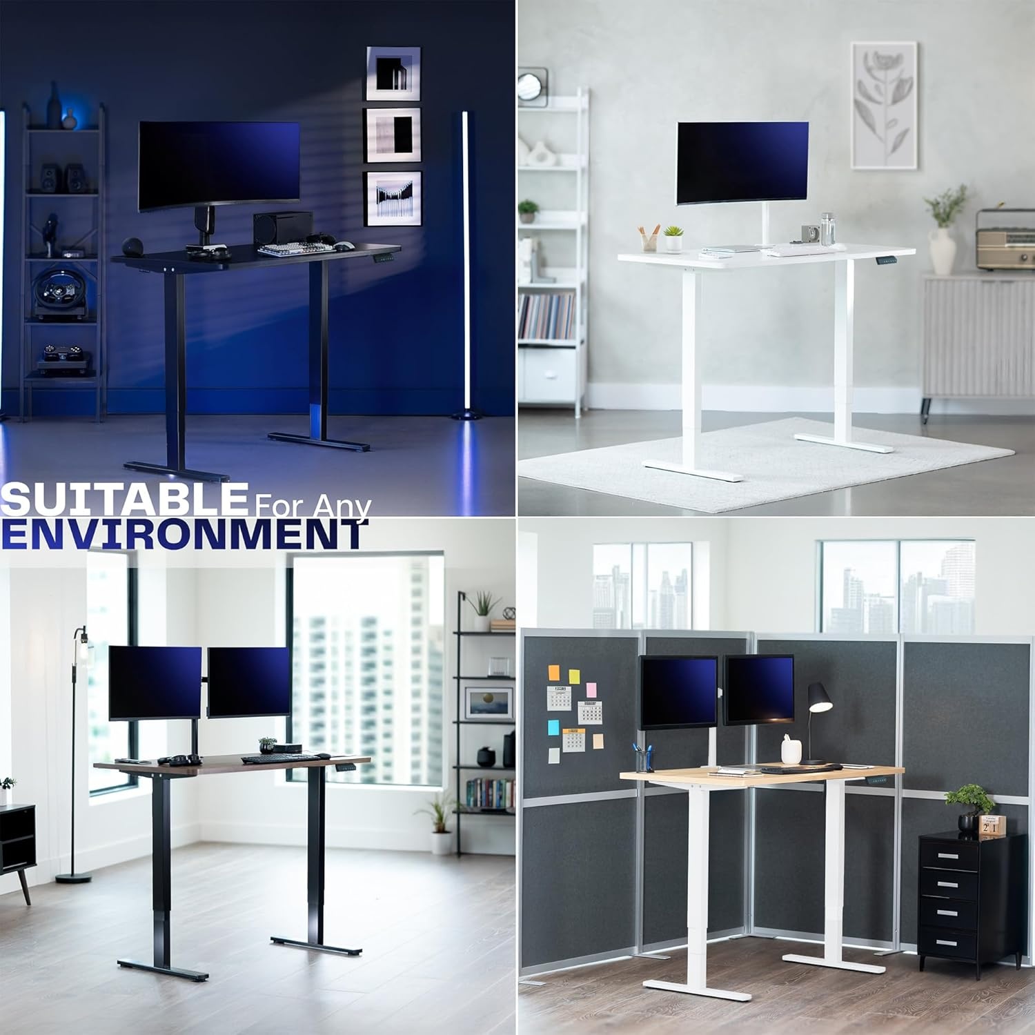 image:imageVIVO Heavy Duty Dual Motor Electric Sit Stand Desk Frame 220 lbs Capacity up to 77 x 43 Tops Memory Controller Height Adjustable Frame Only Black DESKE200BBlack