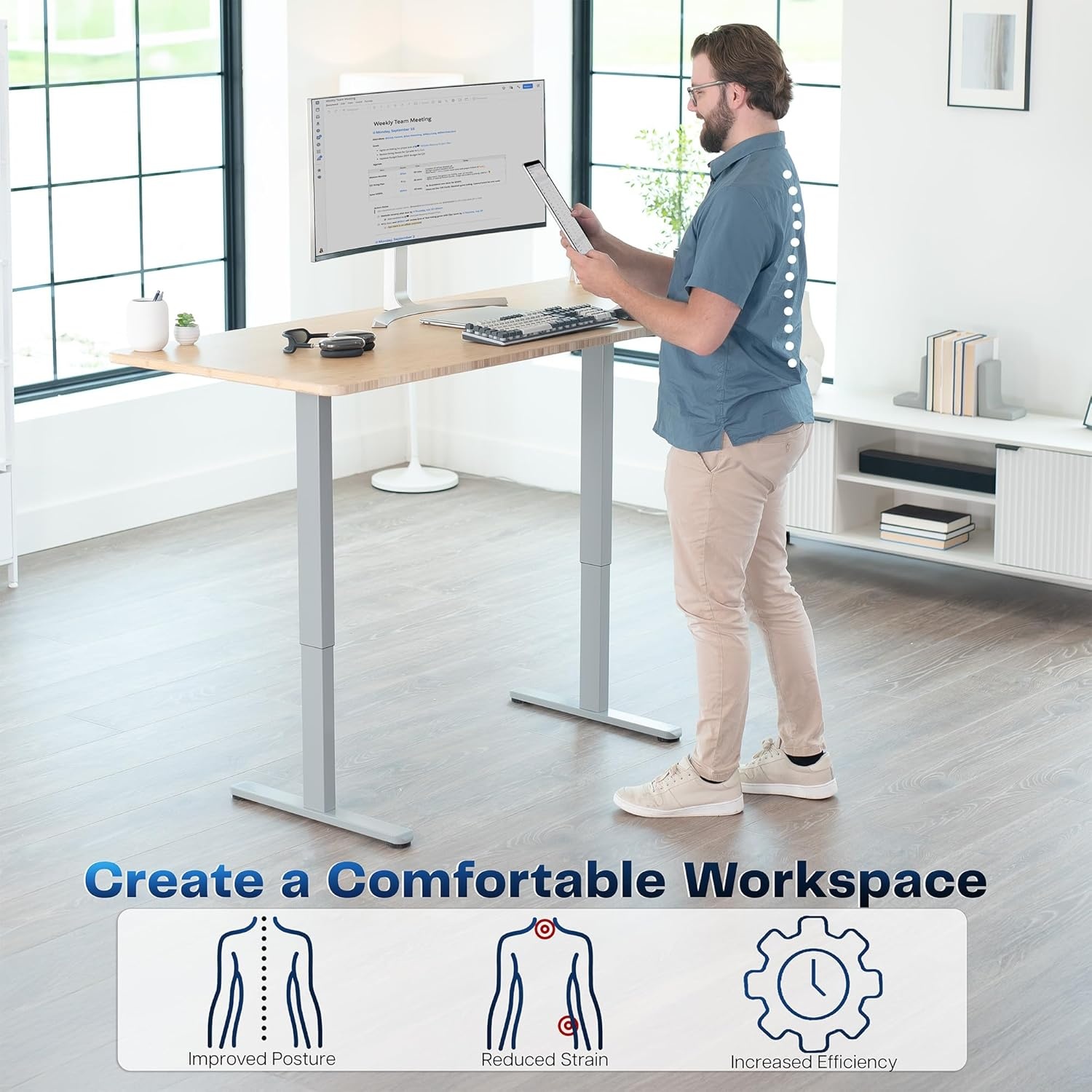image:imageVIVO Heavy Duty Dual Motor Electric Sit Stand Desk Frame 220 lbs Capacity up to 77 x 43 Tops Memory Controller Height Adjustable Frame Only Black DESKE200BGrey