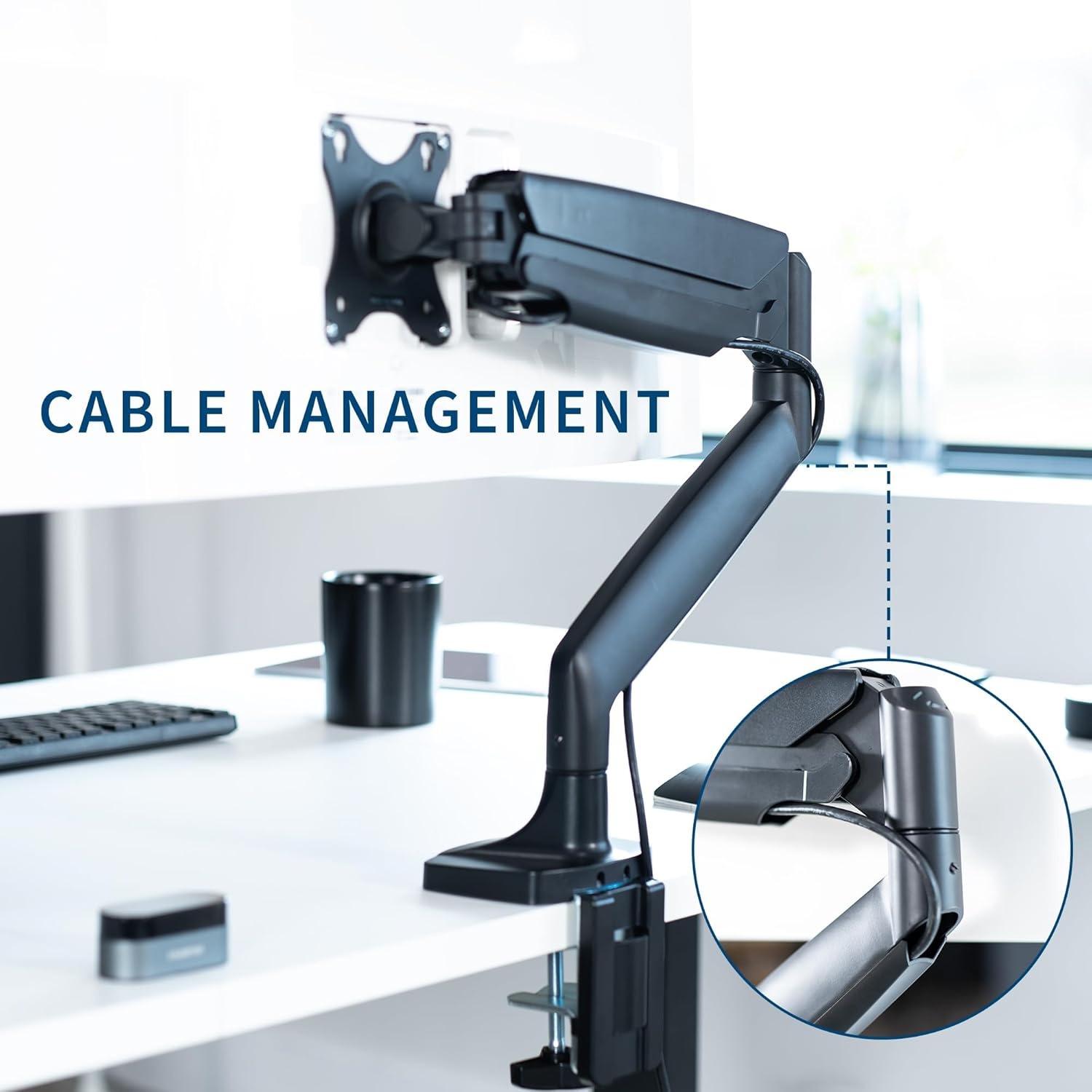 image:imageVIVO Premium Aluminum Heavy Duty Single Monitor Arm for Ultrawide Monitor up to 40 inches and 24 lbs Desk Mount Stand Pneumatic Height Max VESA 100x100 Black STANDV101QBlack