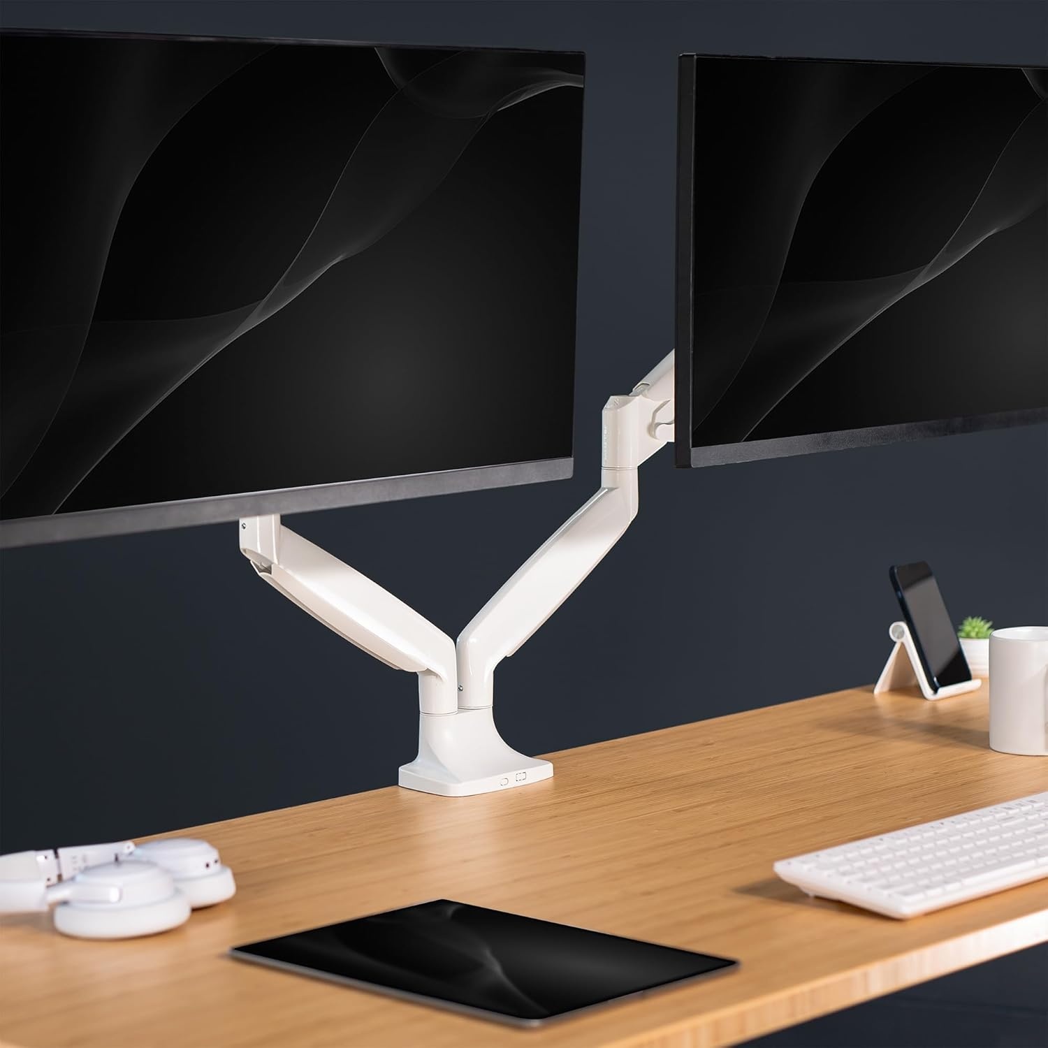 image:imageVIVO Premium Aluminum Heavy Duty Single Monitor Arm for Ultrawide Monitor up to 40 inches and 24 lbs Desk Mount Stand Pneumatic Height Max VESA 100x100 Black STANDV101QWhite