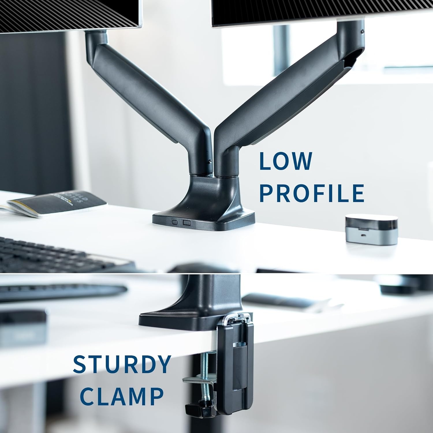 image:imageVIVO Premium Aluminum Heavy Duty Single Monitor Arm for Ultrawide Monitor up to 40 inches and 24 lbs Desk Mount Stand Pneumatic Height Max VESA 100x100 Black STANDV101QBlack