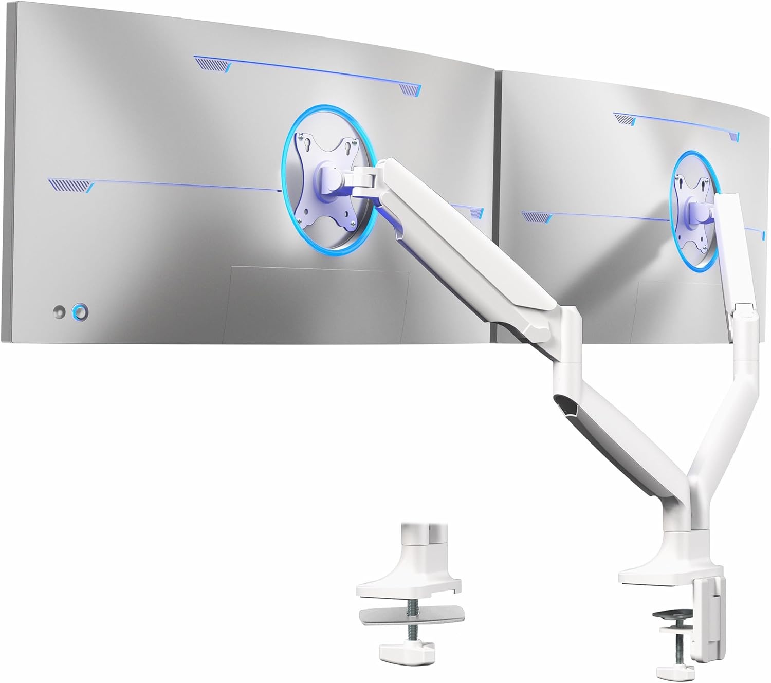 image:imageVIVO Premium Aluminum Heavy Duty Single Monitor Arm for Ultrawide Monitor up to 40 inches and 24 lbs Desk Mount Stand Pneumatic Height Max VESA 100x100 Black STANDV101QWhite
