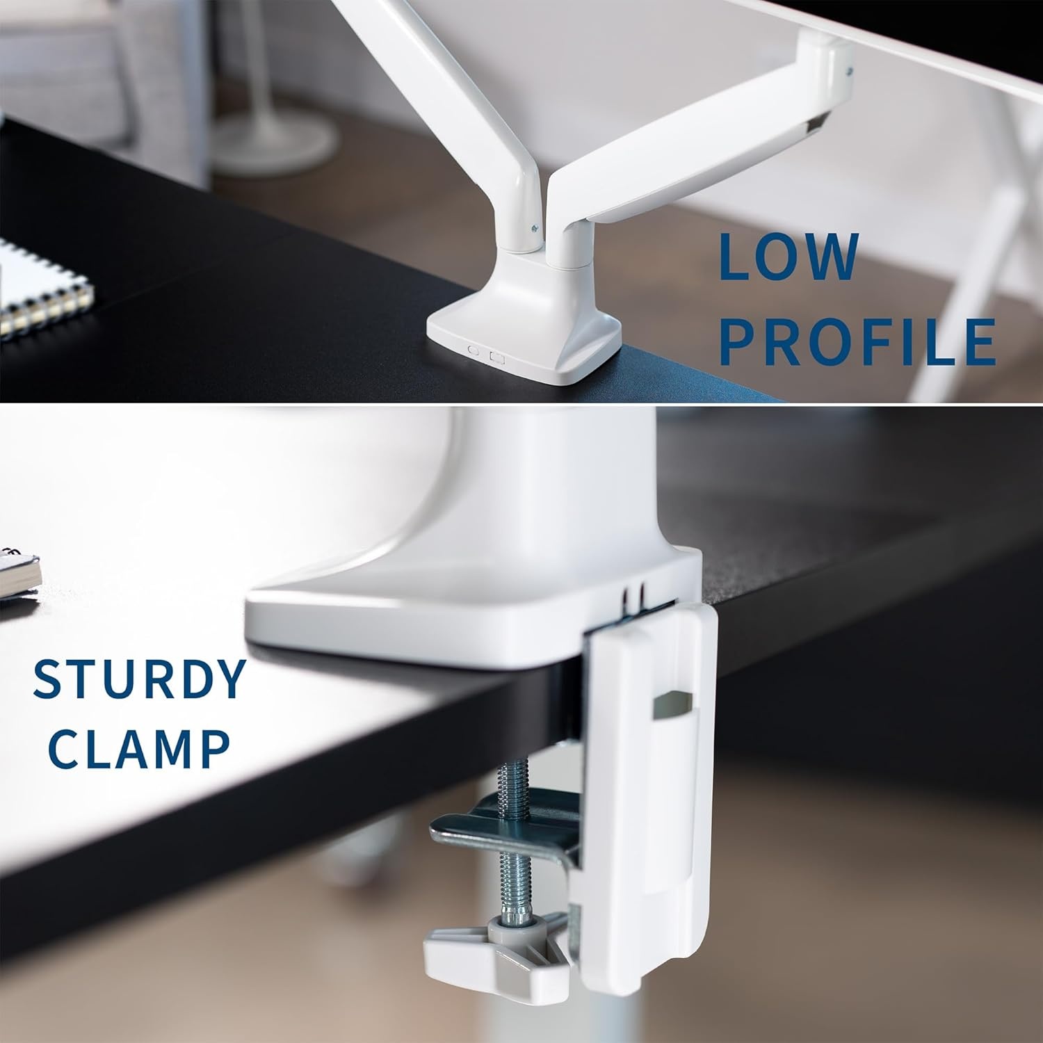 image:imageVIVO Premium Aluminum Heavy Duty Single Monitor Arm for Ultrawide Monitor up to 40 inches and 24 lbs Desk Mount Stand Pneumatic Height Max VESA 100x100 Black STANDV101QWhite