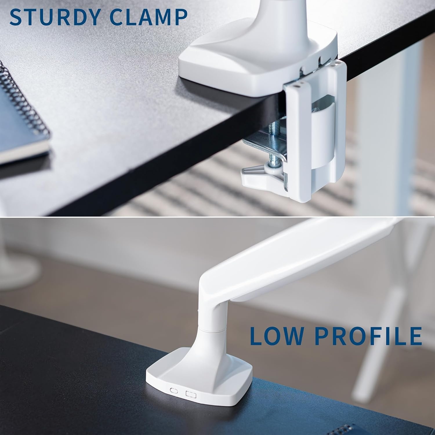 image:imageVIVO Premium Aluminum Heavy Duty Single Monitor Arm for Ultrawide Monitor up to 40 inches and 24 lbs Desk Mount Stand Pneumatic Height Max VESA 100x100 Black STANDV101QWhite