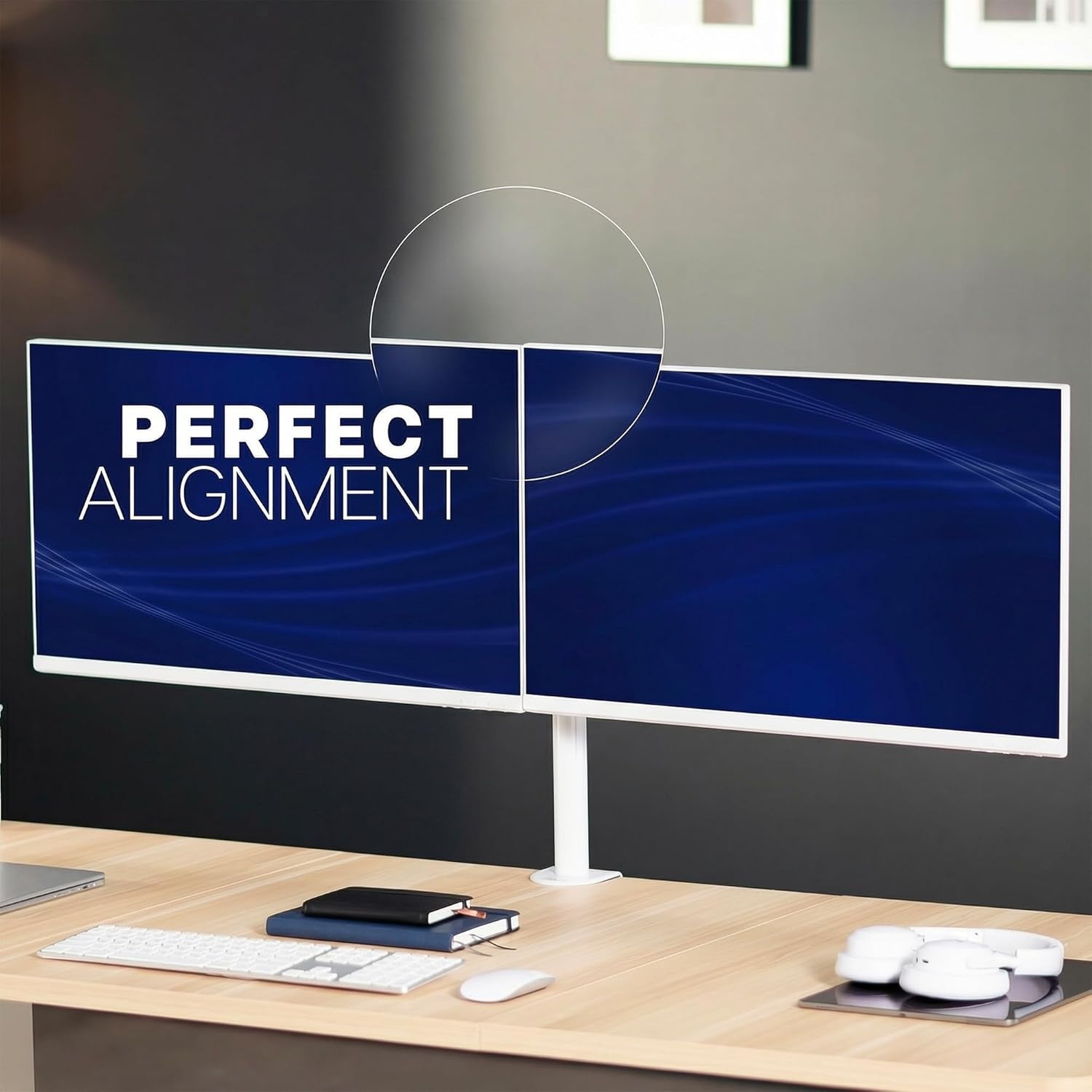 image:imageVIVO Premium Dual Ultra Wide LCD LED 27 to 38 inch Monitor Desk Mount Heavy Duty Adjustable Telescoping Arms Flush Wall Setup Fits 2 Screens Black STANDTS38CWhite