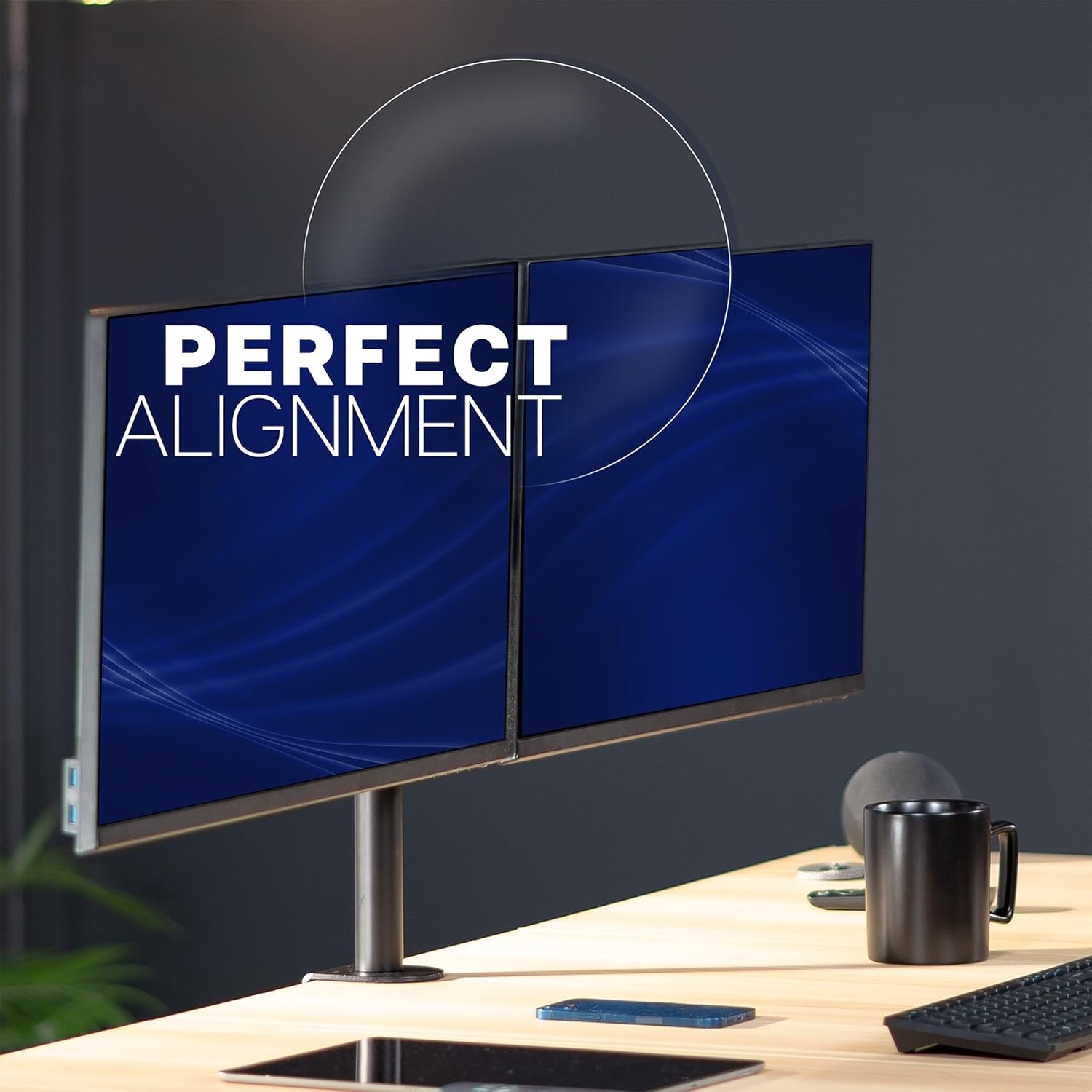 image:imageVIVO Premium Dual Ultra Wide LCD LED 27 to 38 inch Monitor Desk Mount Heavy Duty Adjustable Telescoping Arms Flush Wall Setup Fits 2 Screens Black STANDTS38CBlack