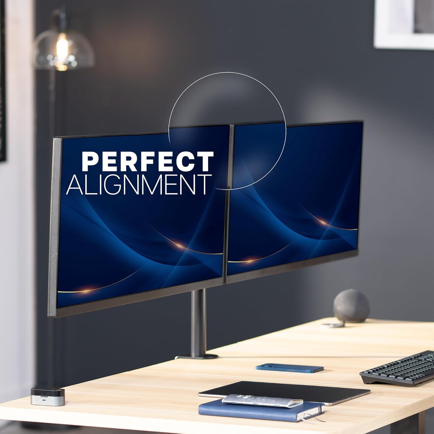 image:imageVIVO Premium Dual Ultra Wide LCD LED 27 to 38 inch Monitor Desk Mount Heavy Duty Adjustable Telescoping Arms Flush Wall Setup Fits 2 Screens Black STANDTS38CBlack