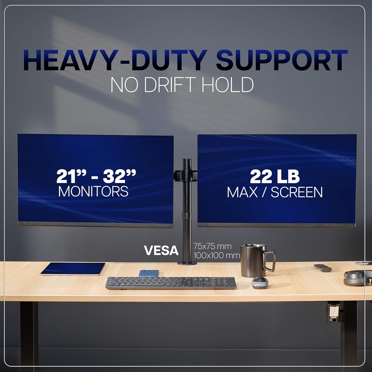 image:imageVIVO Premium Dual Ultra Wide LCD LED 27 to 38 inch Monitor Desk Mount Heavy Duty Adjustable Telescoping Arms Flush Wall Setup Fits 2 Screens Black STANDTS38CBlack