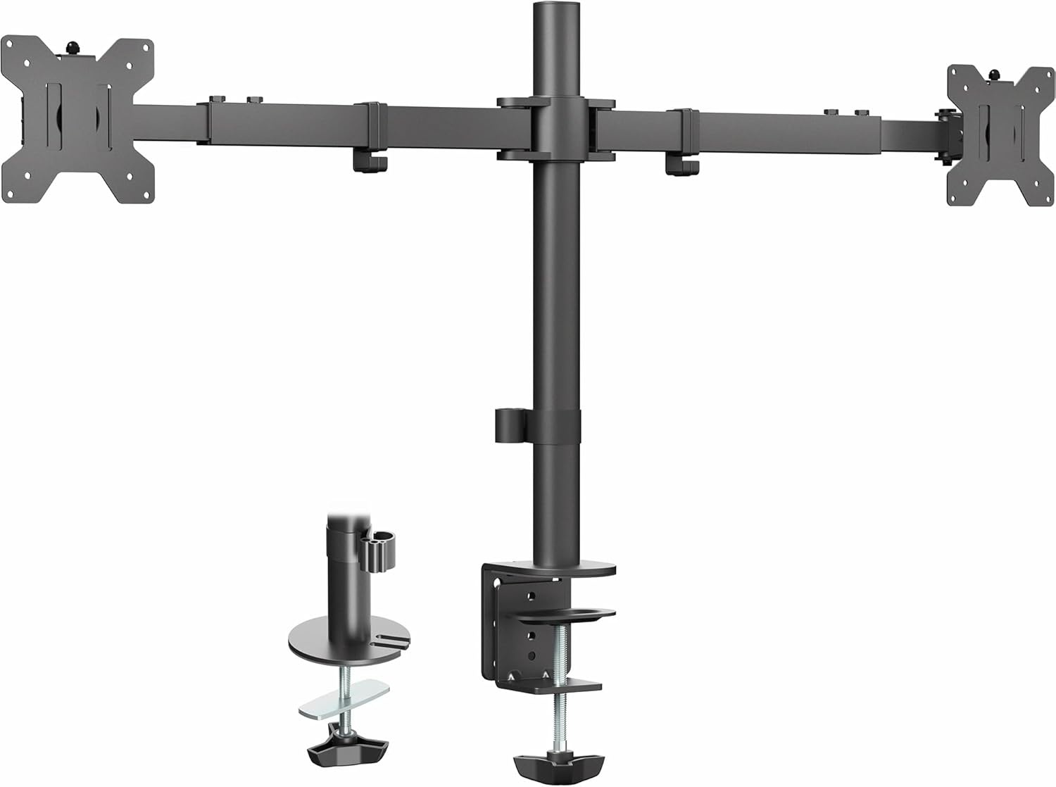 image:imageVIVO Premium Dual Ultra Wide LCD LED 27 to 38 inch Monitor Desk Mount Heavy Duty Adjustable Telescoping Arms Flush Wall Setup Fits 2 Screens Black STANDTS38CBlack