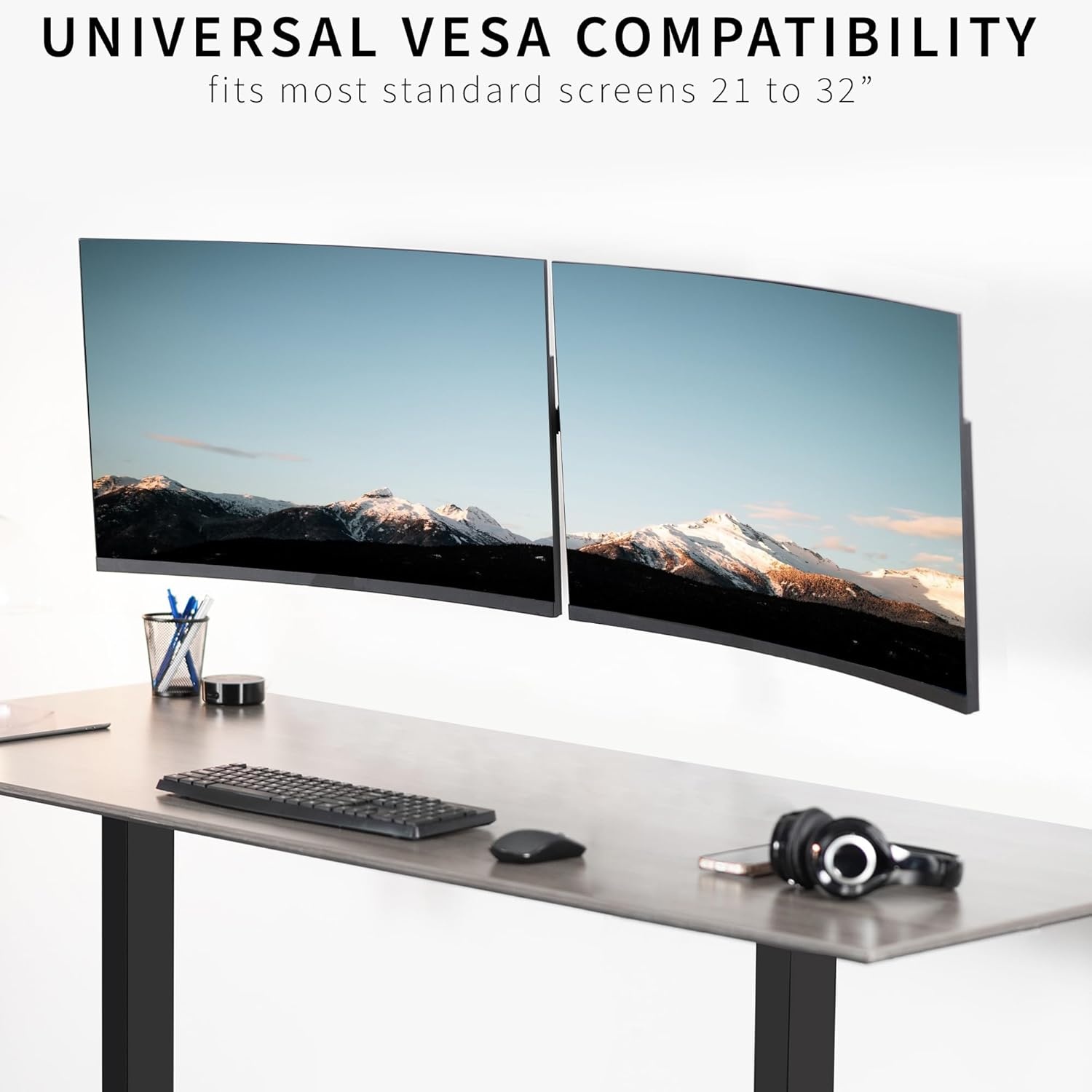 image:imageVIVO Premium Dual Ultra Wide LCD LED 27 to 38 inch Monitor Wall Mount Heavy Duty Telescoping Arms Flush Wall Setup Fits 2 Screens Black MOUNTTS38Bup to 32