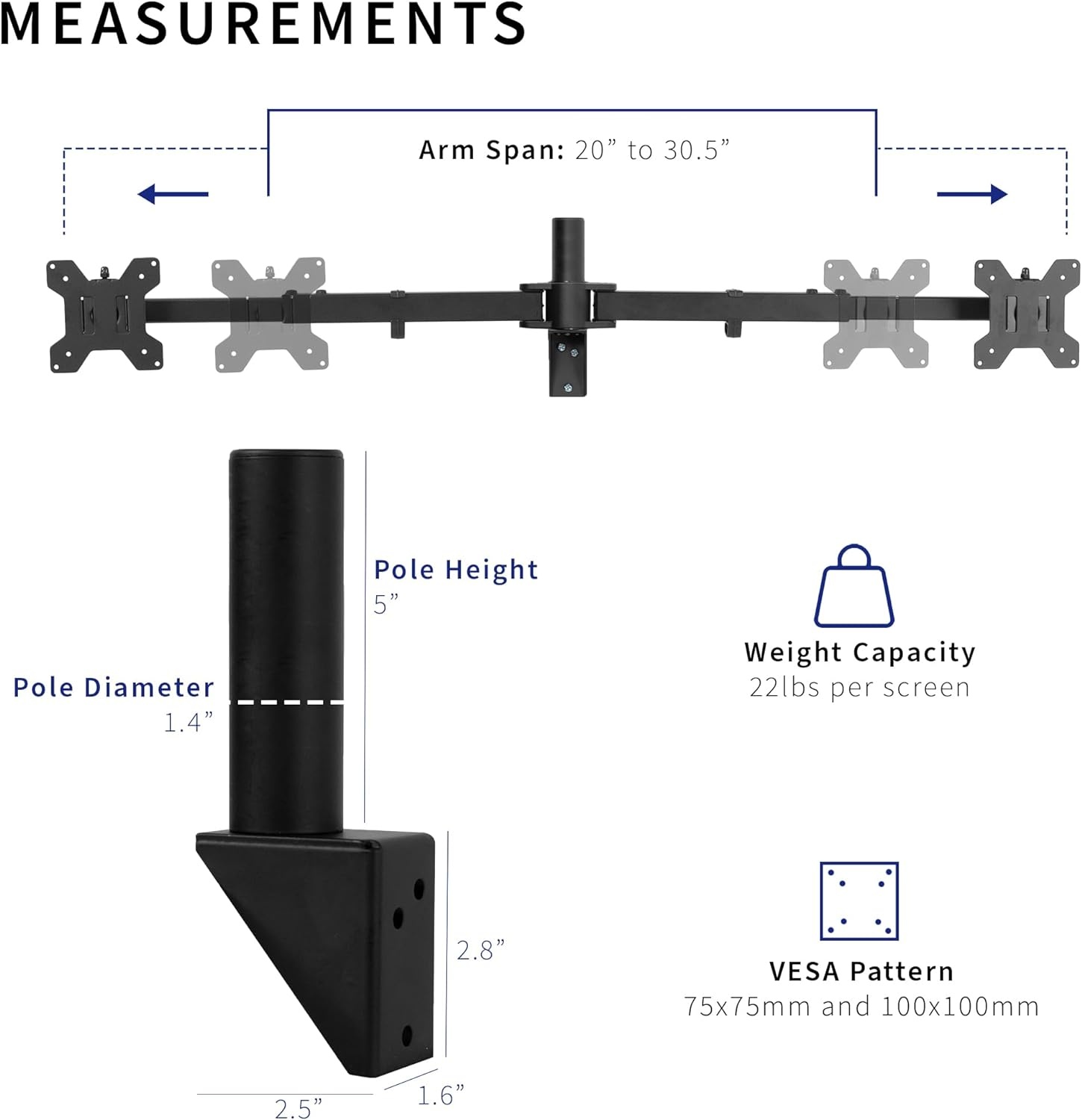 image:imageVIVO Premium Dual Ultra Wide LCD LED 27 to 38 inch Monitor Wall Mount Heavy Duty Telescoping Arms Flush Wall Setup Fits 2 Screens Black MOUNTTS38Bup to 32